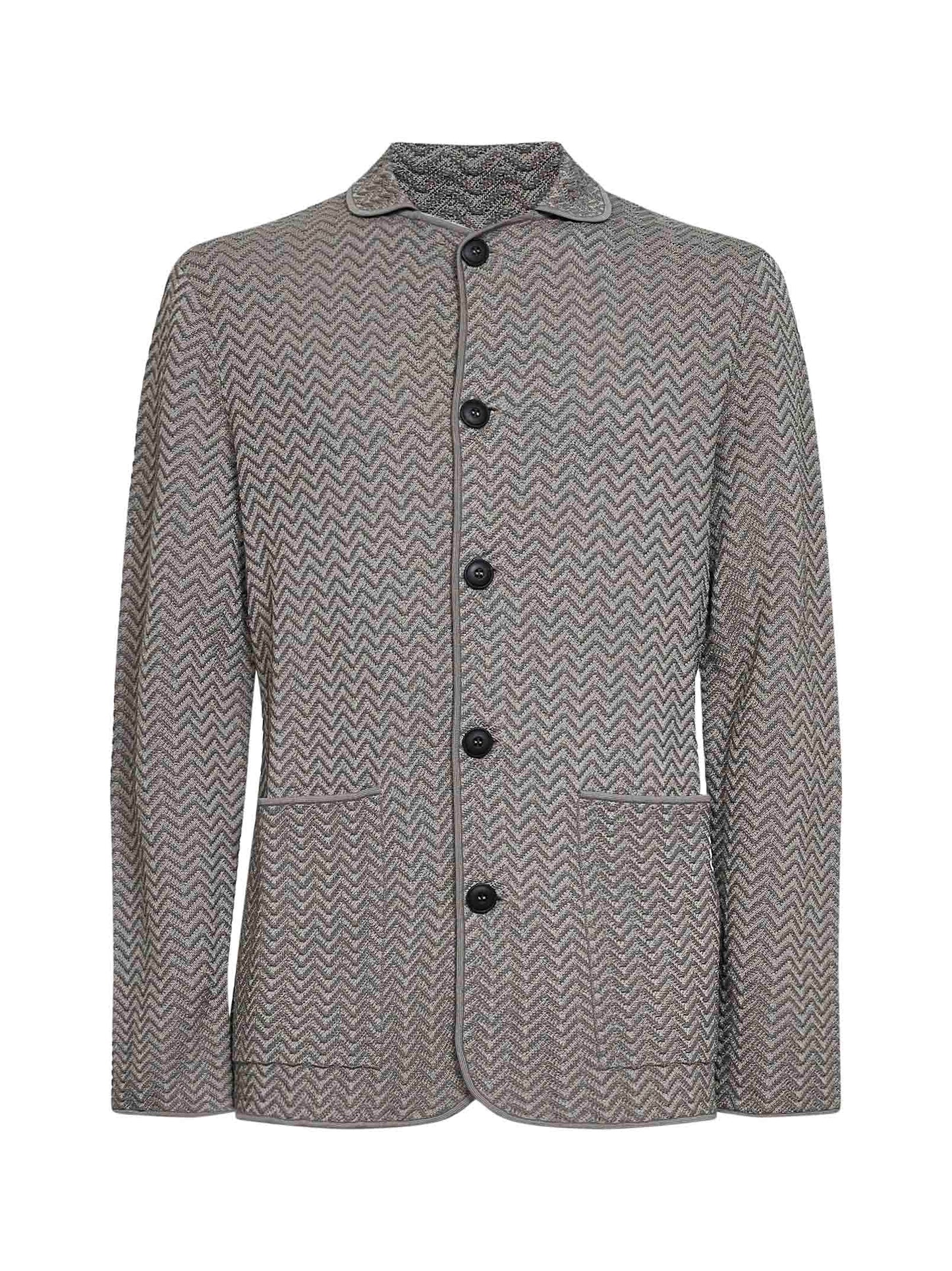 Giorgio Armani Men Grey Asv Chevron Ottoman Viscose Blend Jacket GIORGIO ARMANI