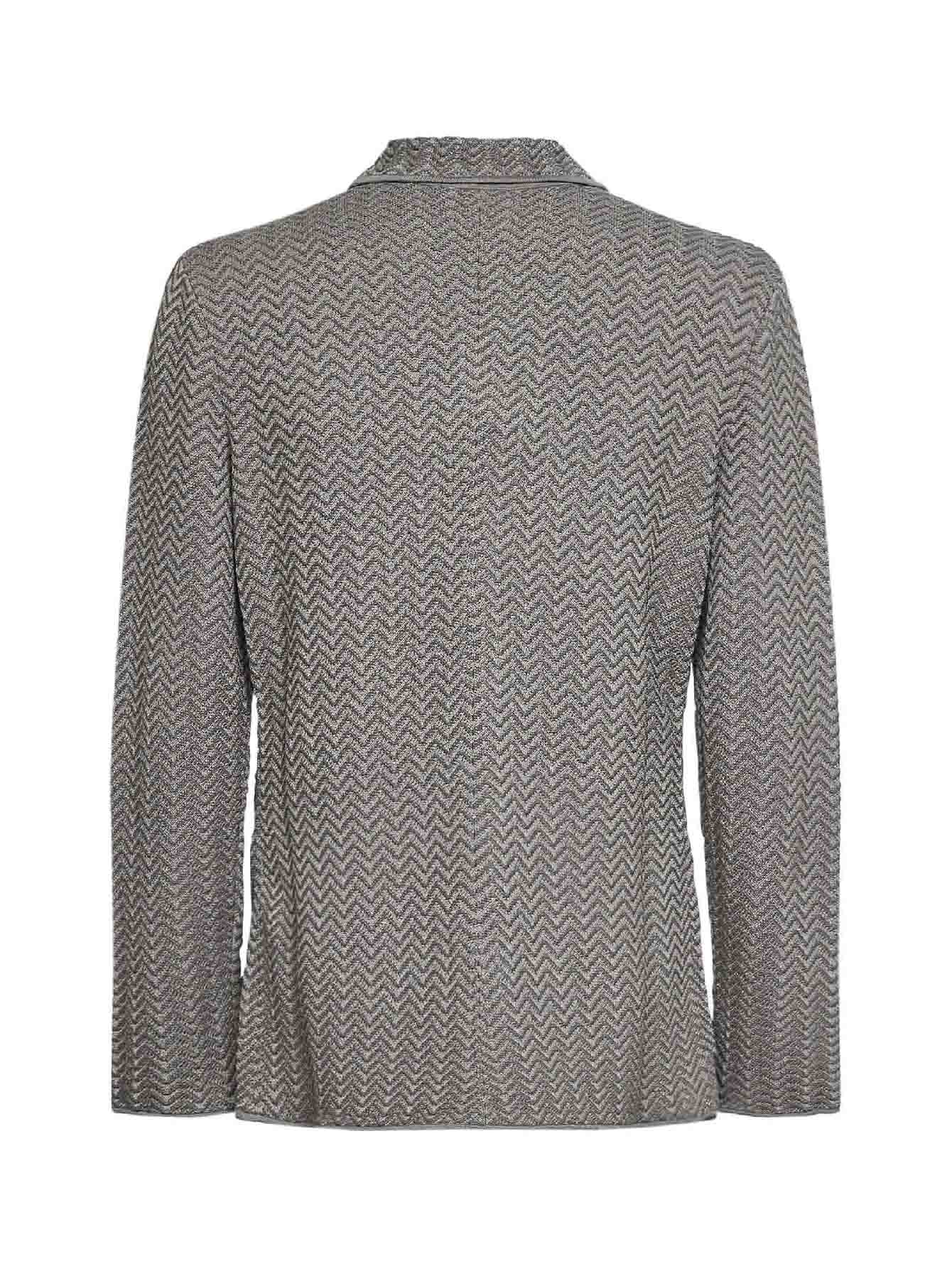 Giorgio Armani Men Grey Asv Chevron Ottoman Viscose Blend Jacket GIORGIO ARMANI