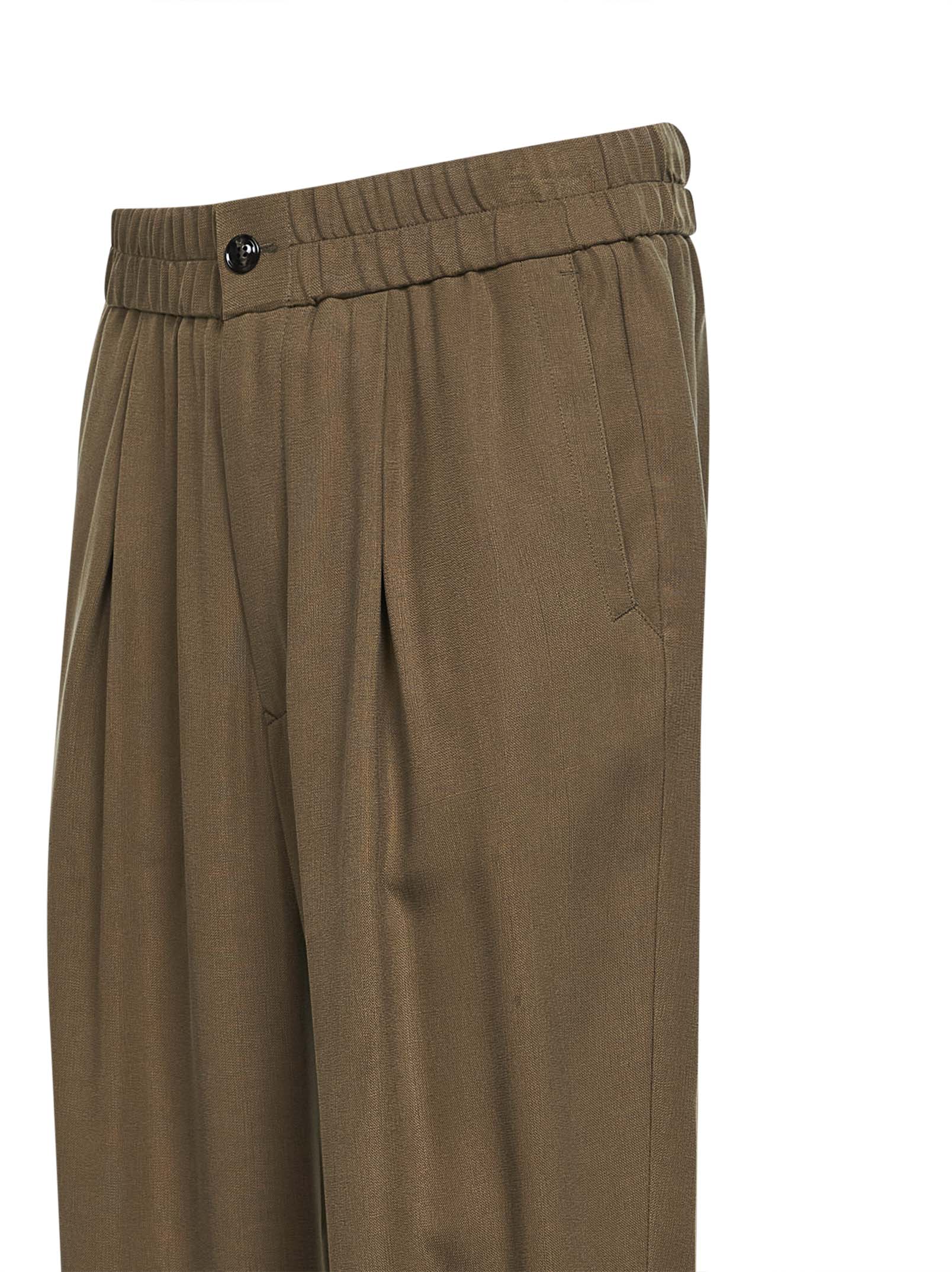 Giorgio Armani Men Green Asv Cupro Natté One-Pleat Trousers GIORGIO ARMANI