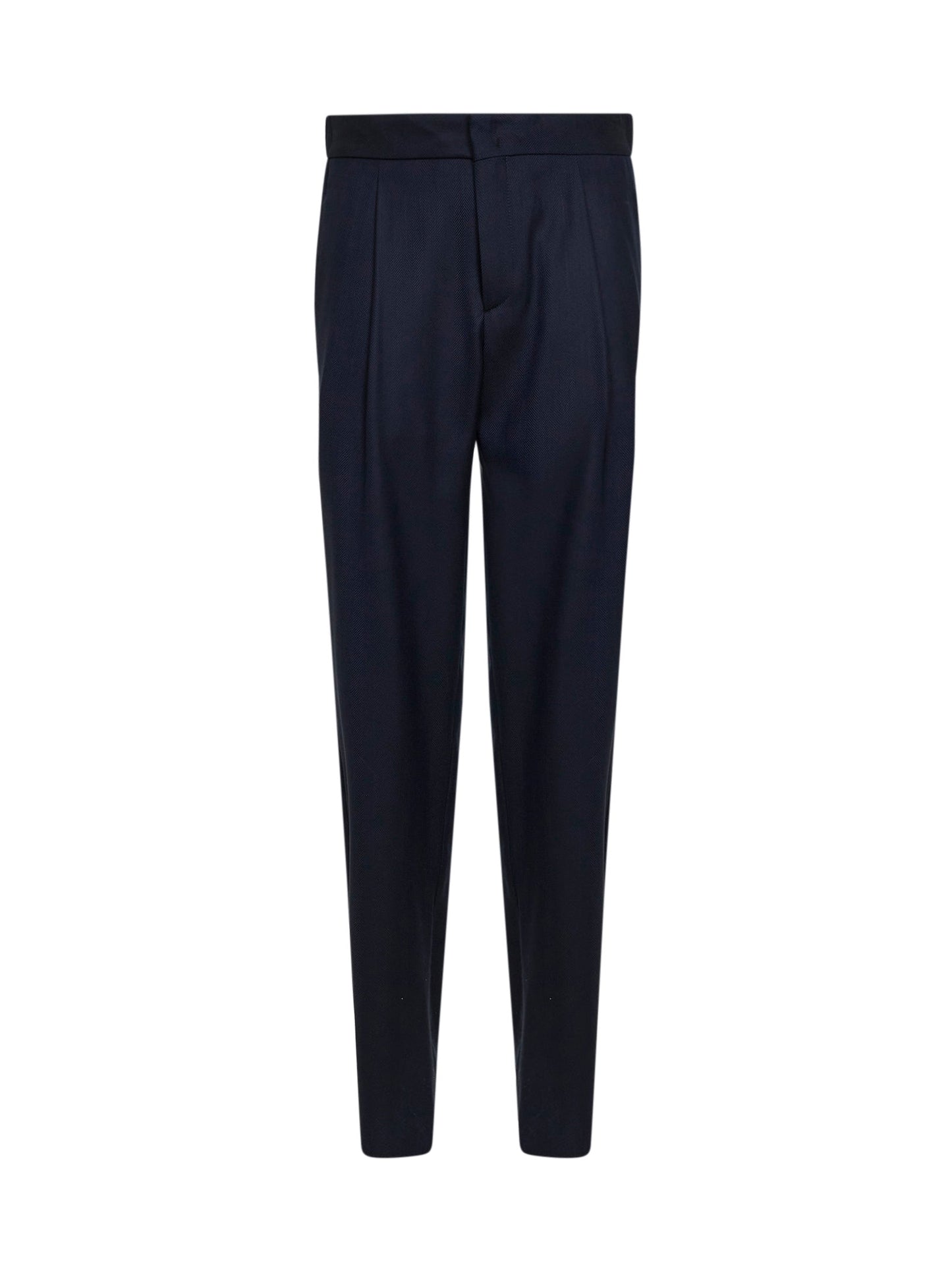 Giorgio Armani Men Blue Chevron Wool And Cashmere Trousers