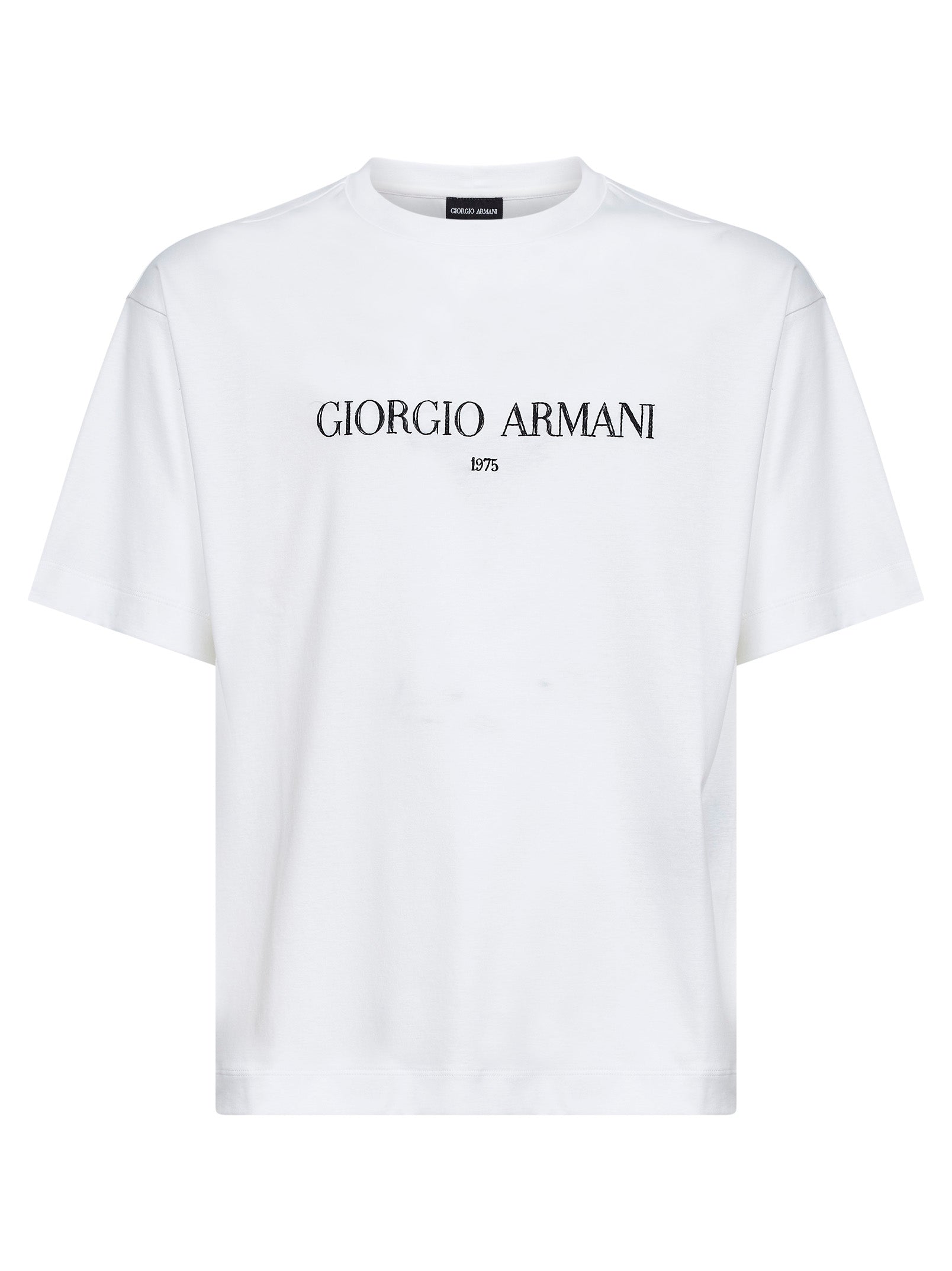 Giorgio Armani Men Ivory Cotton Interlock Jersey T-Shirt GIORGIO ARMANI