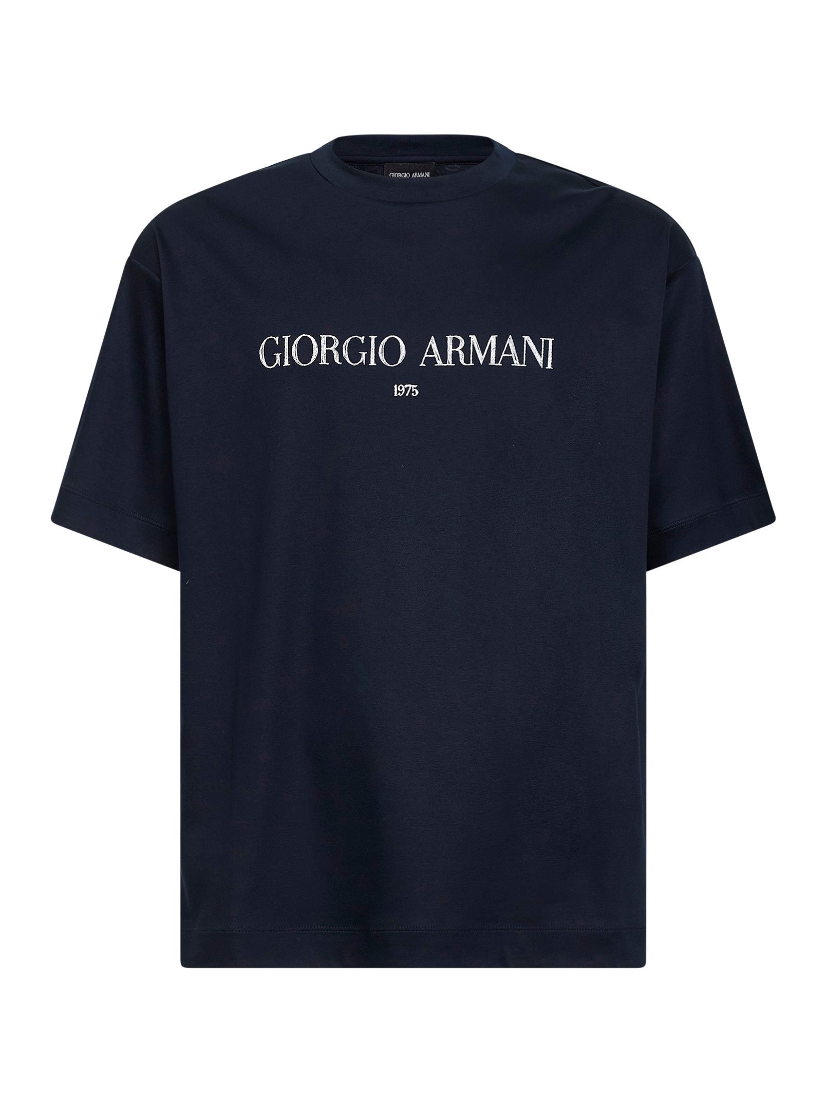 Giorgio Armani Men Navy Blue Cotton Interlock Jersey T-Shirt GIORGIO ARMANI