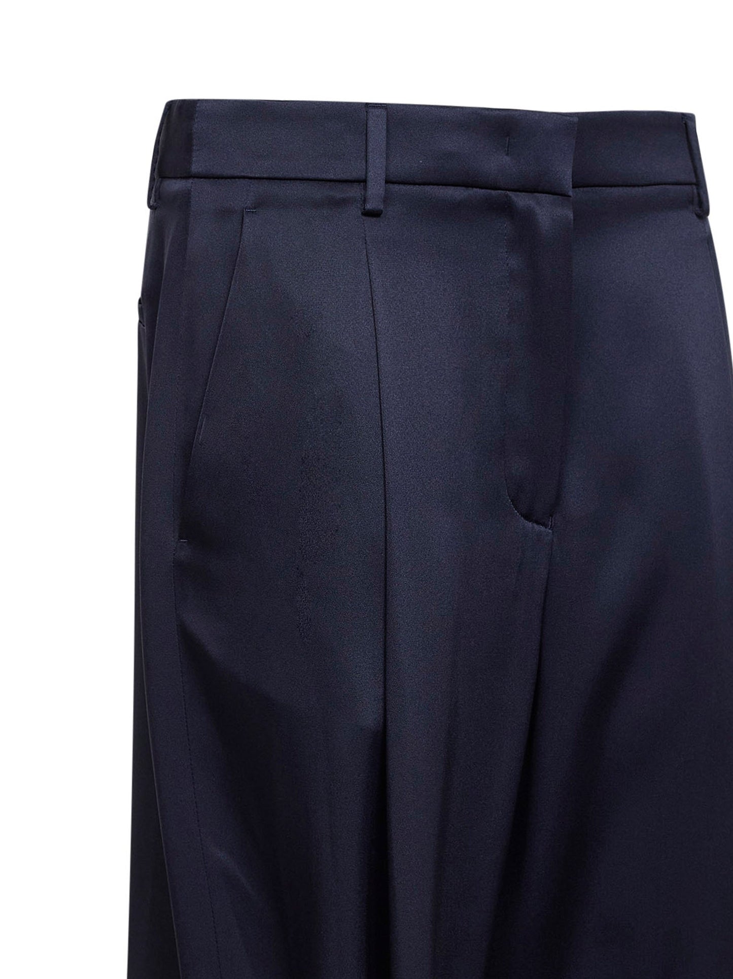 Giorgio Armani Women Blue Double Silk Satin One-Pleat Trousers GIORGIO ARMANI