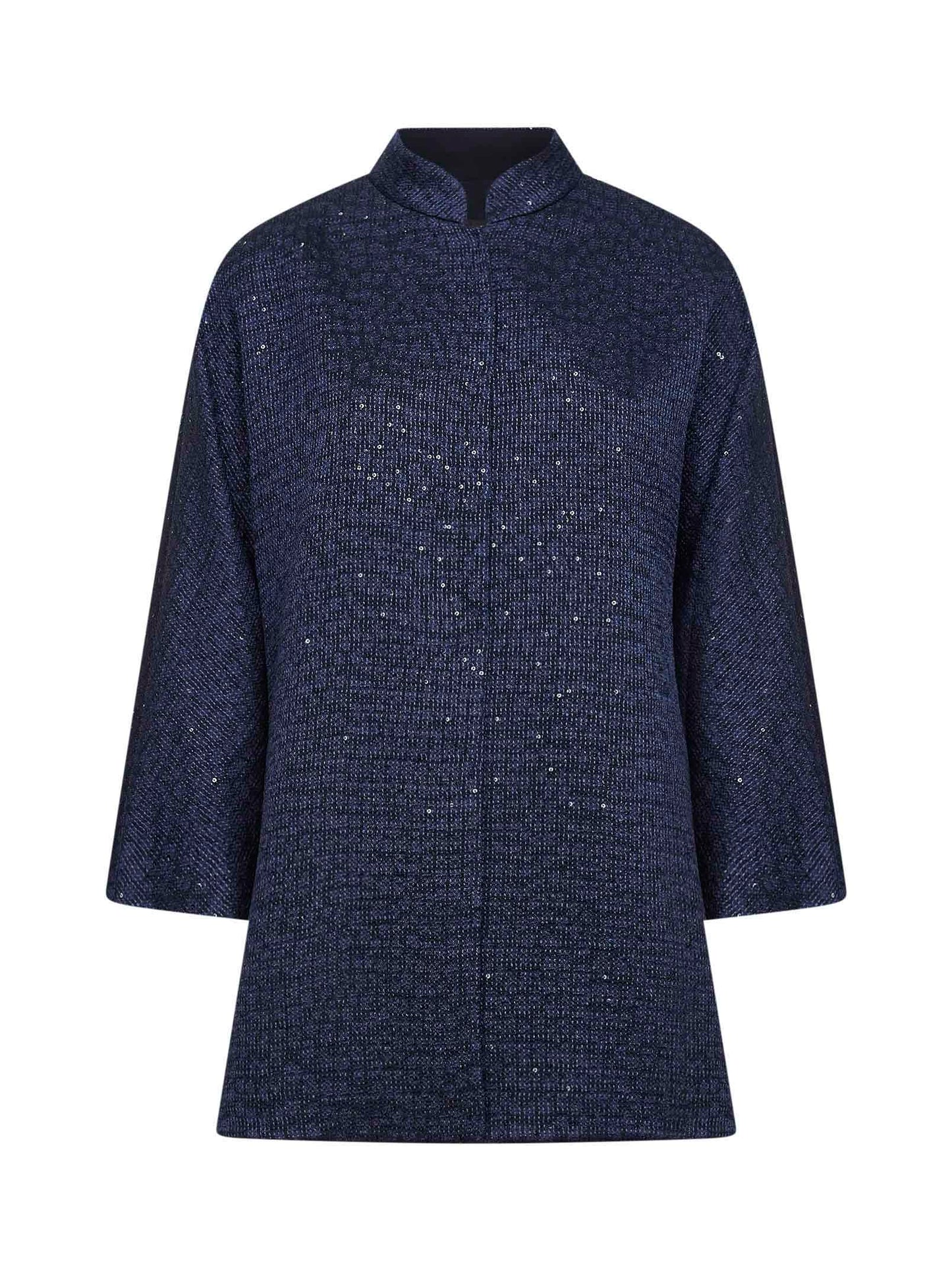 Giorgio Armani Women Navy Blue Sequined Viscose Blend Single-Breasted Jacket GIORGIO ARMANI