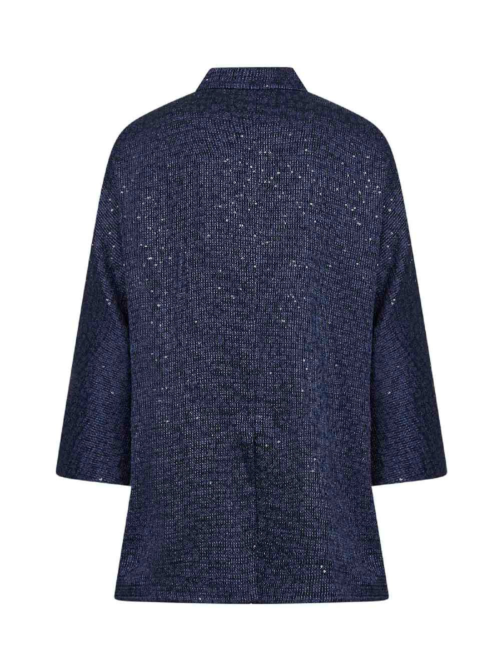 Giorgio Armani Women Navy Blue Sequined Viscose Blend Single-Breasted Jacket GIORGIO ARMANI