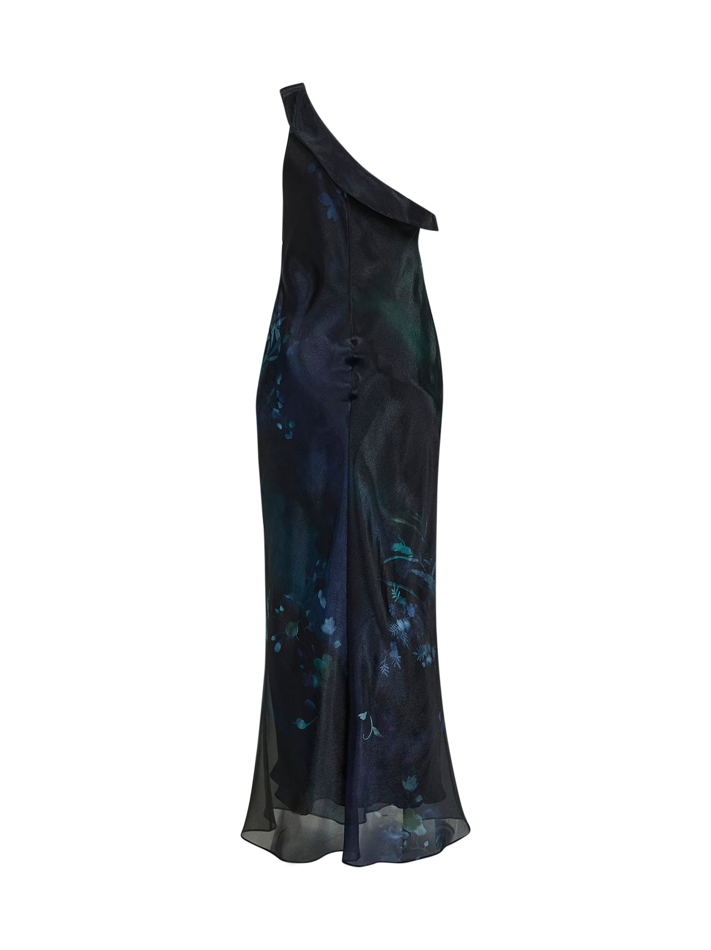 Giorgio Armani Women Black Printed Organza Long One-Shoulder Dress GIORGIO ARMANI