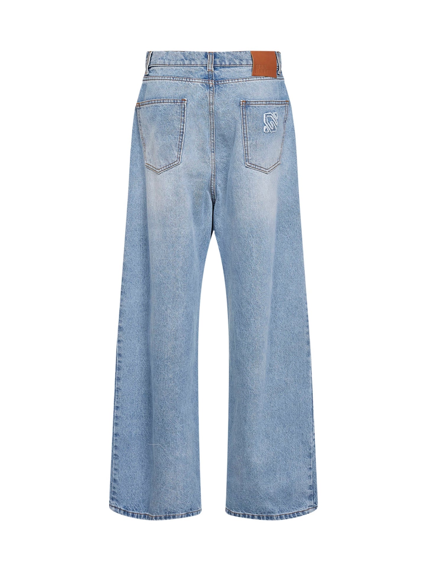 Giuseppe Di Morabito Women Light Blue Denim Crystal-Embellished Baggy Jeans GIUSEPPE DI MORABITO