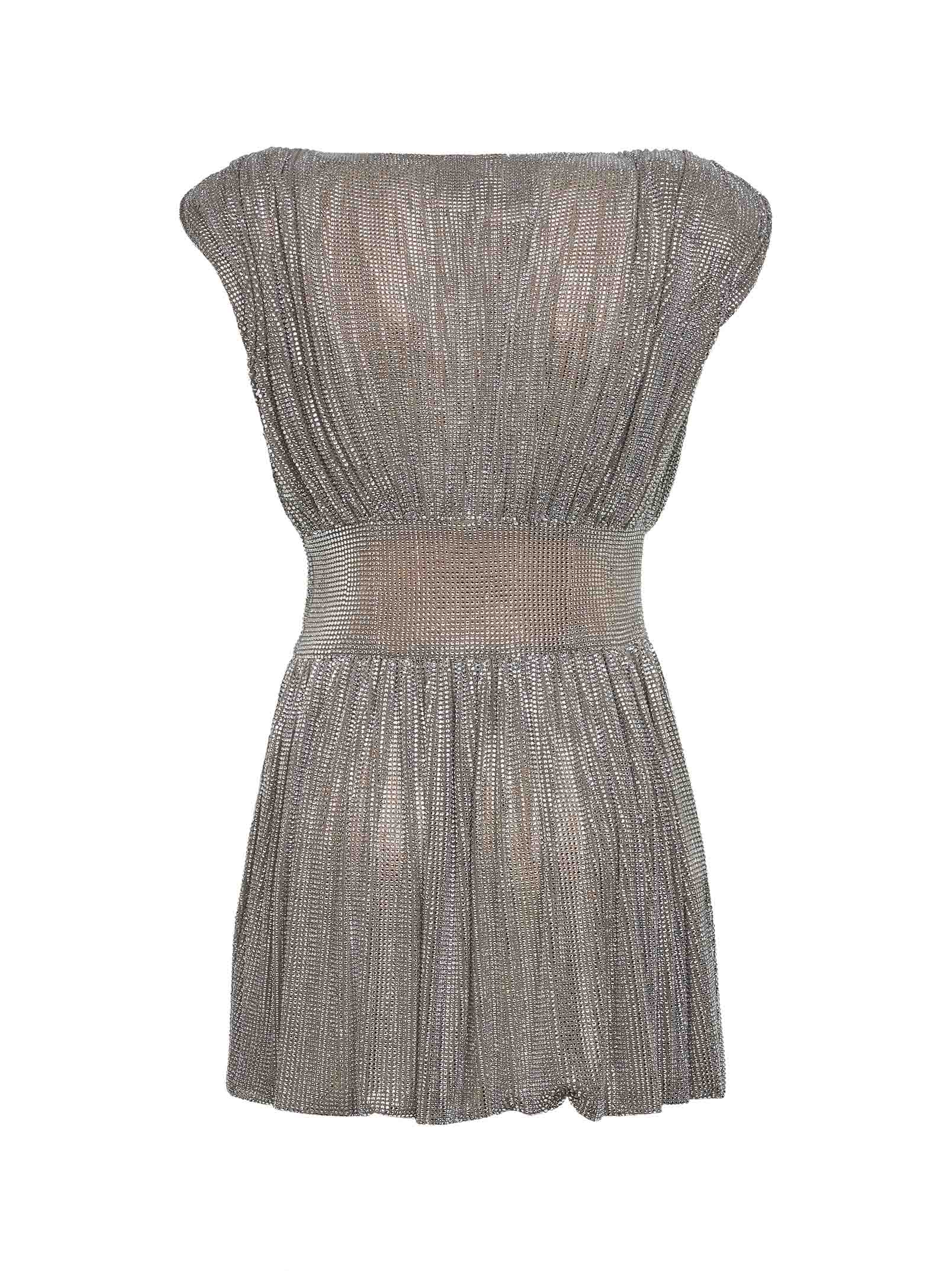 Giuseppe Di Morabito Women Silver Crystal Gathered Mini Dress GIUSEPPE DI MORABITO