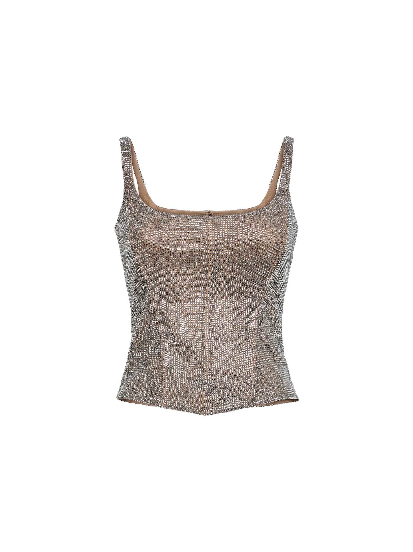 Giuseppe Di Morabito Women Silver Crystal Bustier Top GIUSEPPE DI MORABITO
