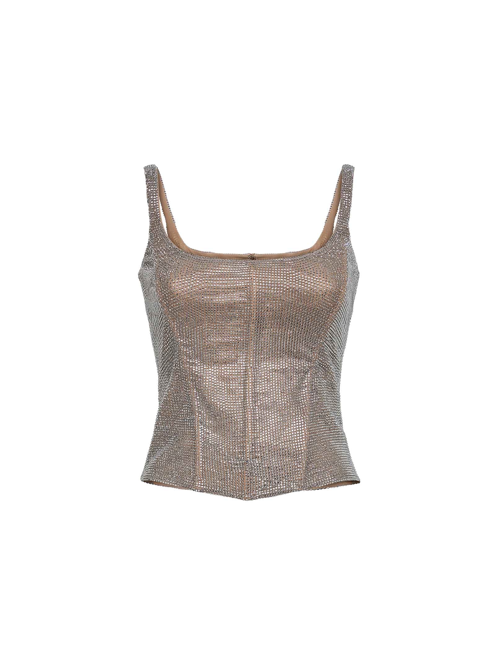 Giuseppe Di Morabito Women Silver Crystal Bustier Top GIUSEPPE DI MORABITO