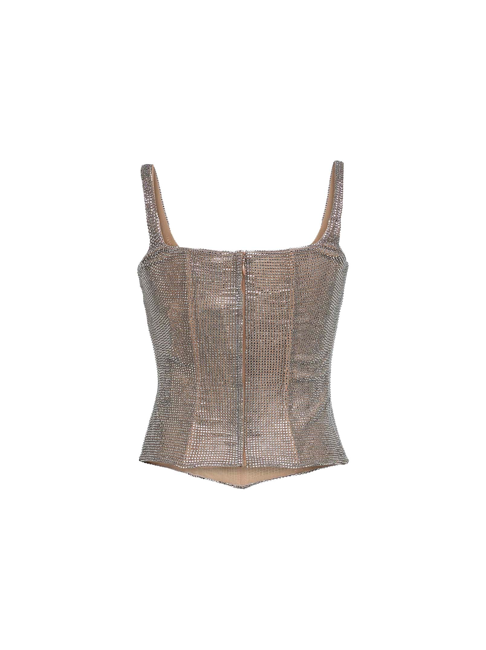 Giuseppe Di Morabito Women Silver Crystal Bustier Top GIUSEPPE DI MORABITO