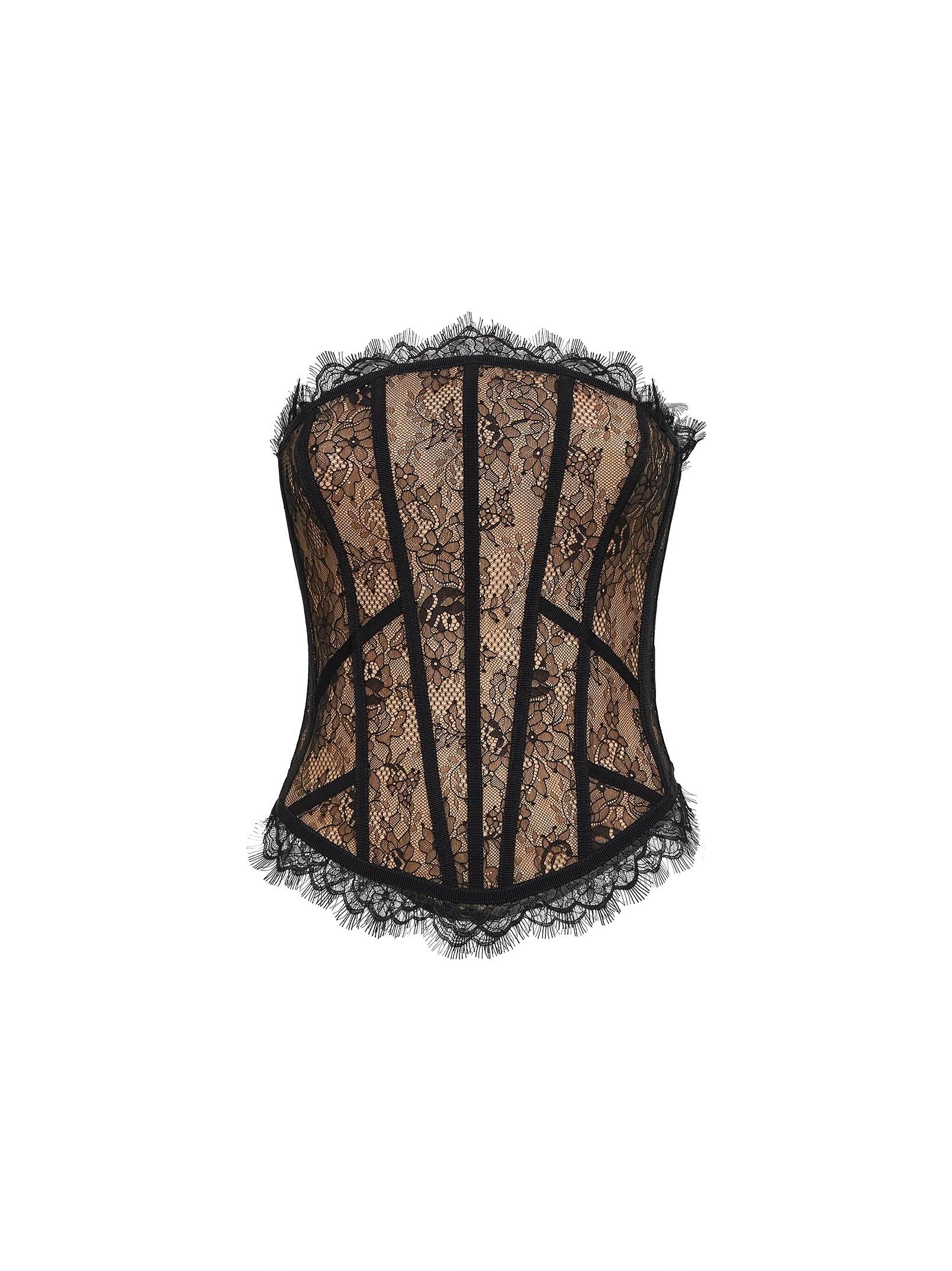 Giuseppe Di Morabito Women Black Lace Bustier Top GIUSEPPE DI MORABITO