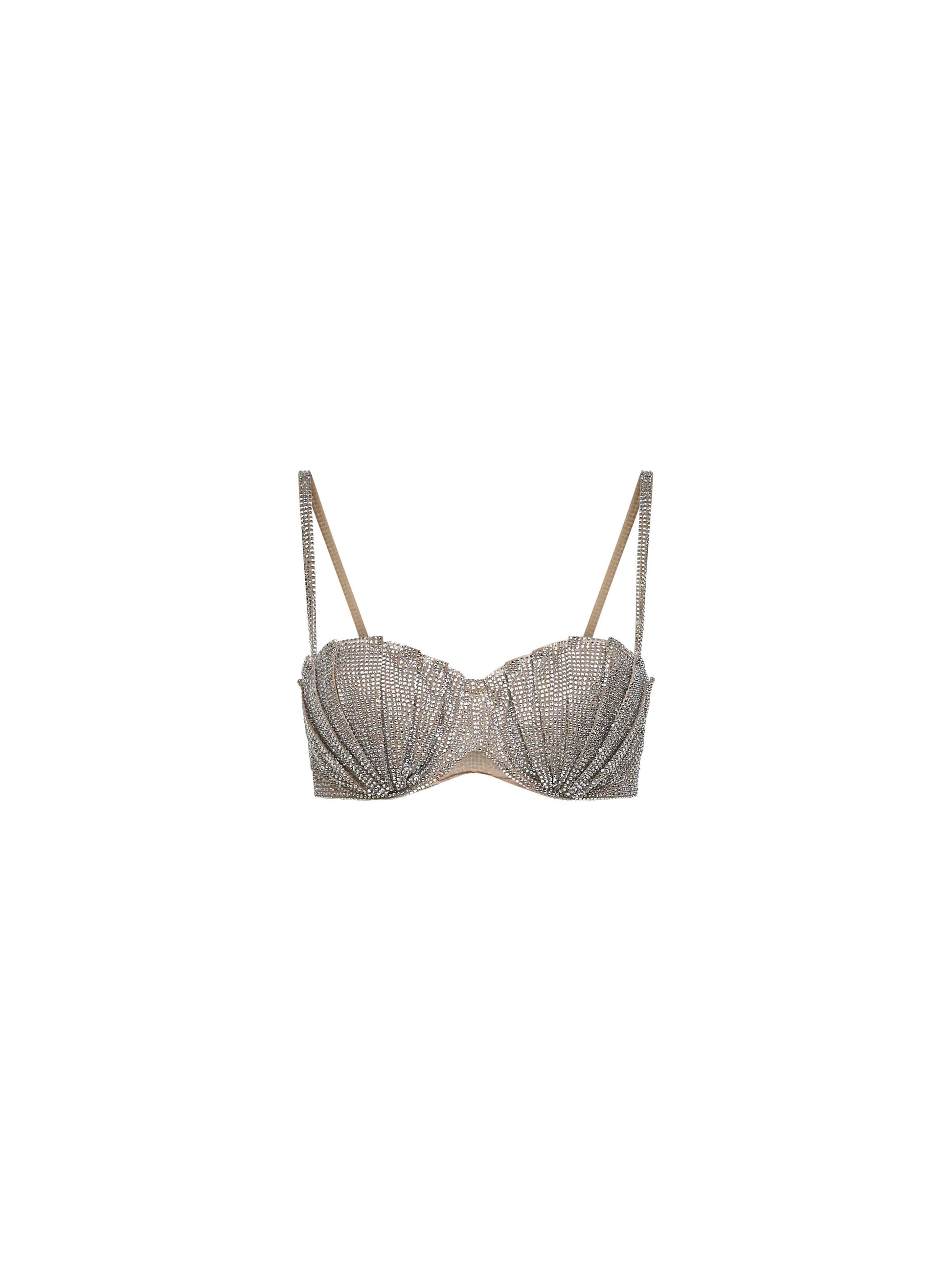 Giuseppe Di Morabito Women Silver Crystal Balconette Bra GIUSEPPE DI MORABITO