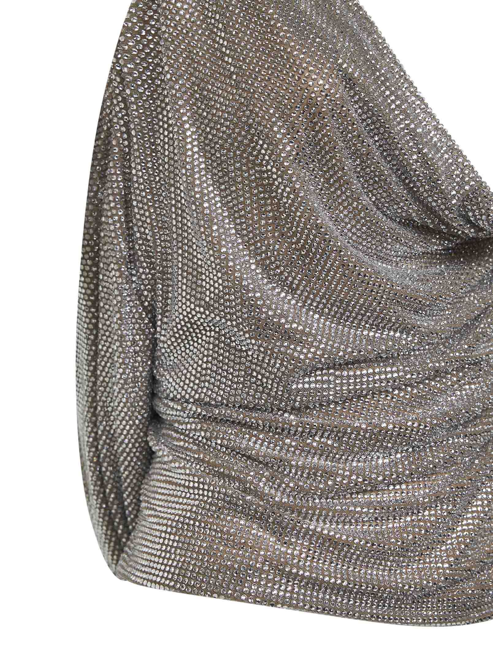 Giuseppe Di Morabito Women Silver Crystal Asymmetric Draped Top GIUSEPPE DI MORABITO