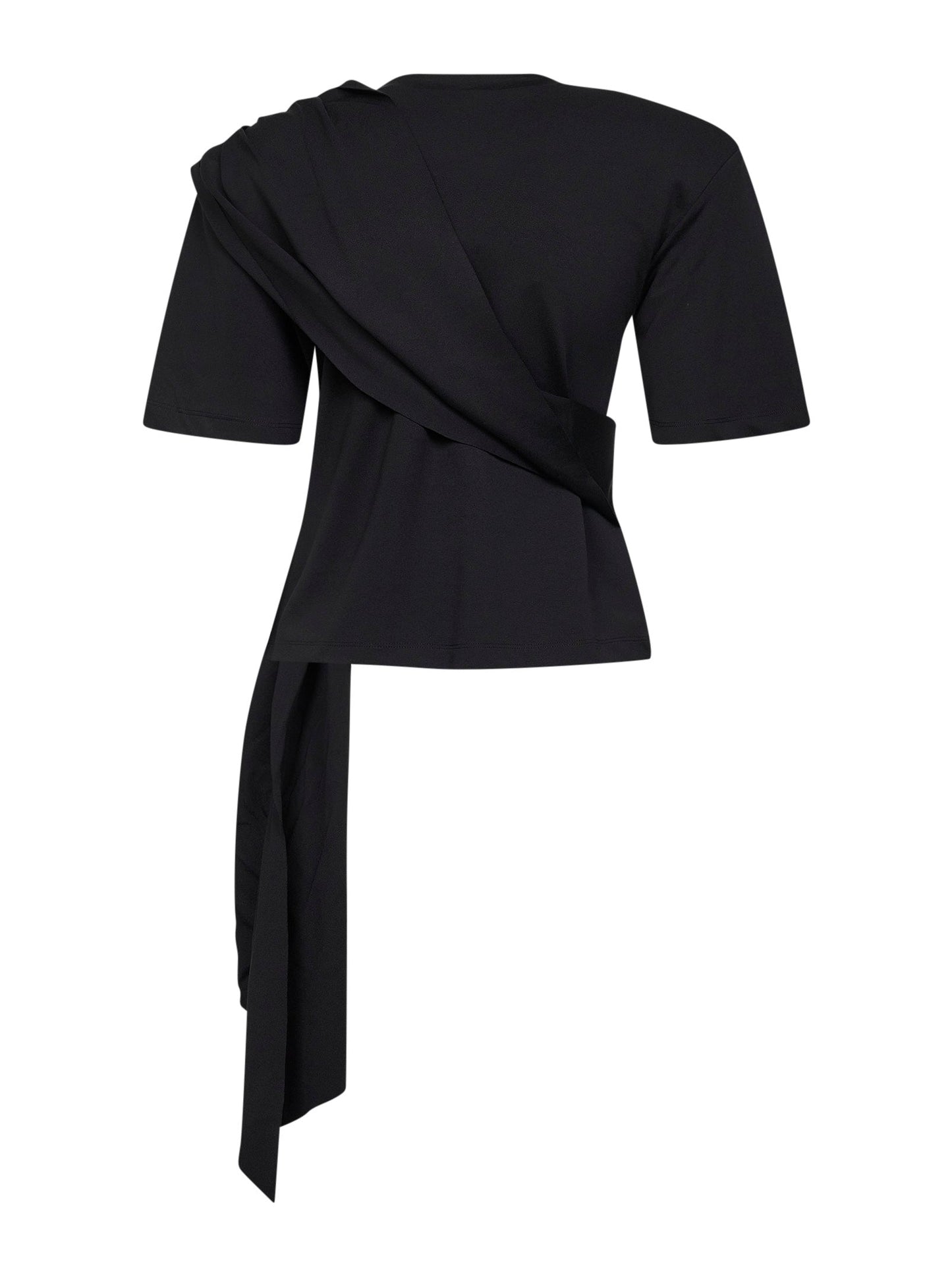 Giuseppe Di Morabito Women Black Stretch Jersey T-Shirt With Crystal Feather GIUSEPPE DI MORABITO
