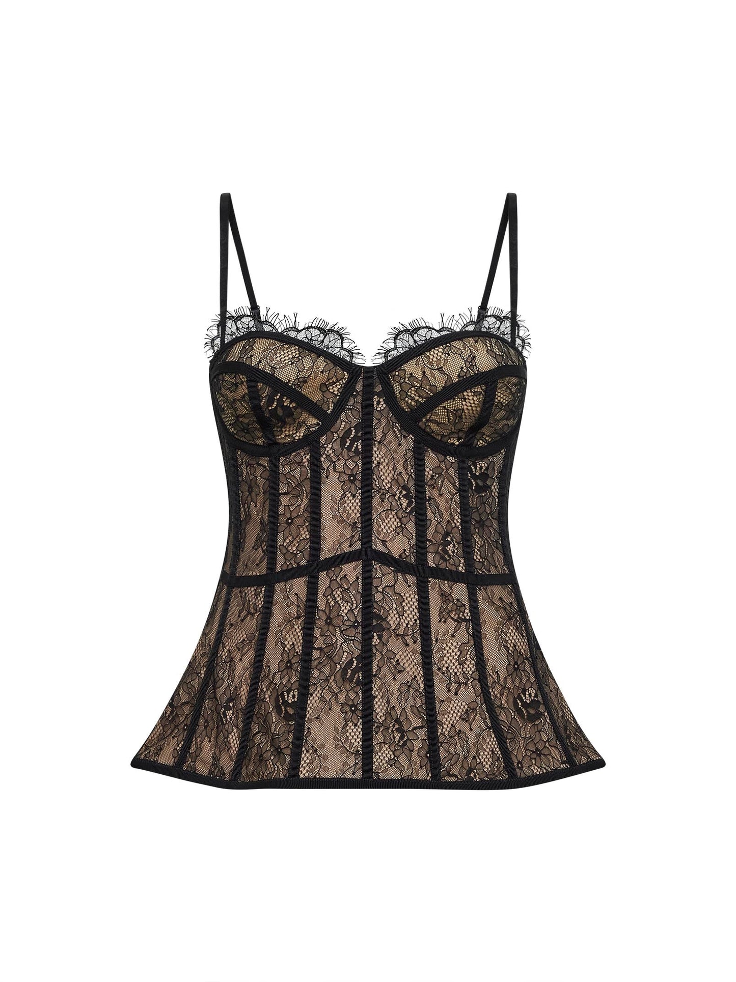 Giuseppe Di Morabito Women Black Lace Peplum Bustier Top GIUSEPPE DI MORABITO