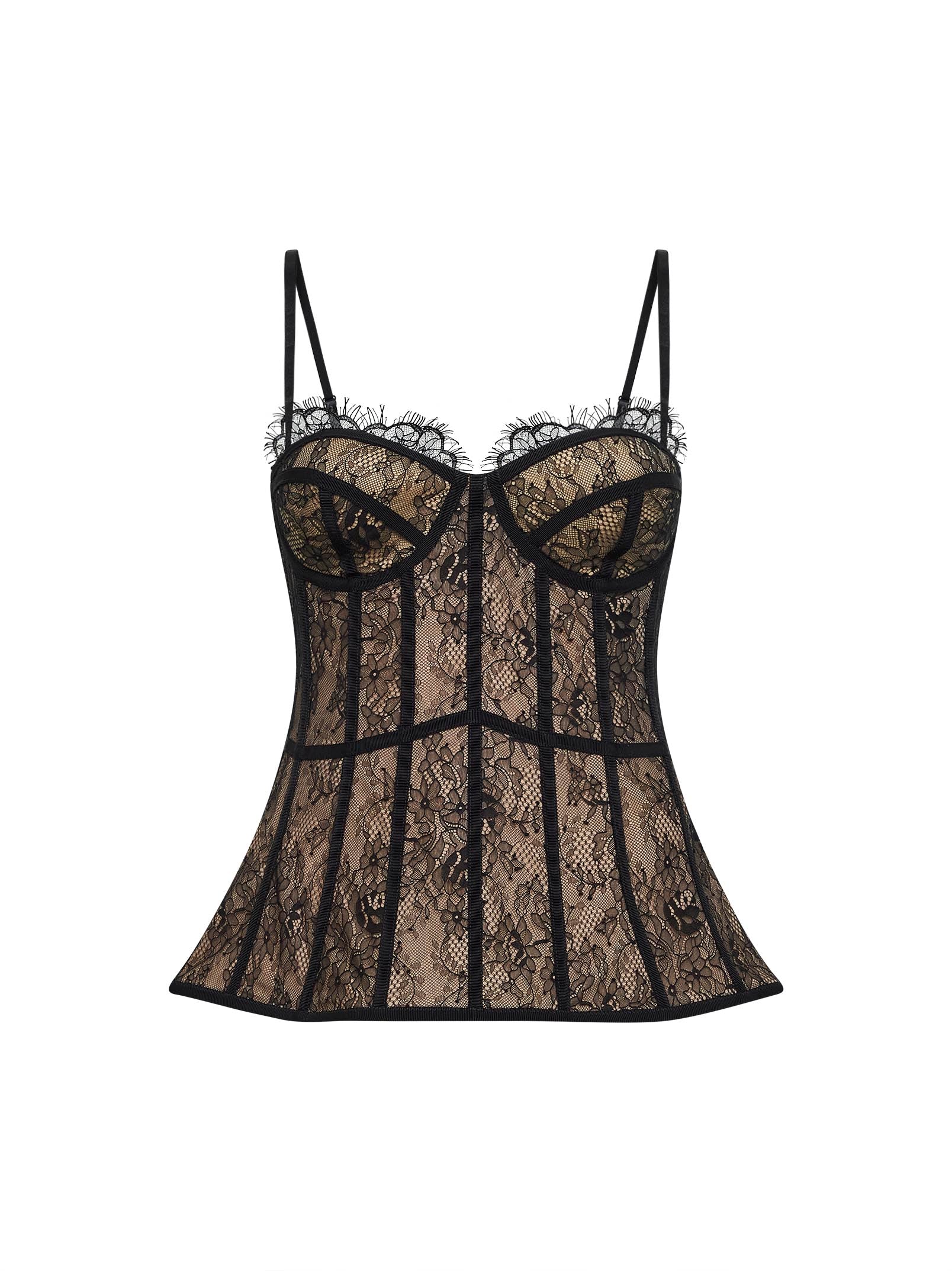 Giuseppe Di Morabito Women Black Lace Peplum Bustier Top GIUSEPPE DI MORABITO