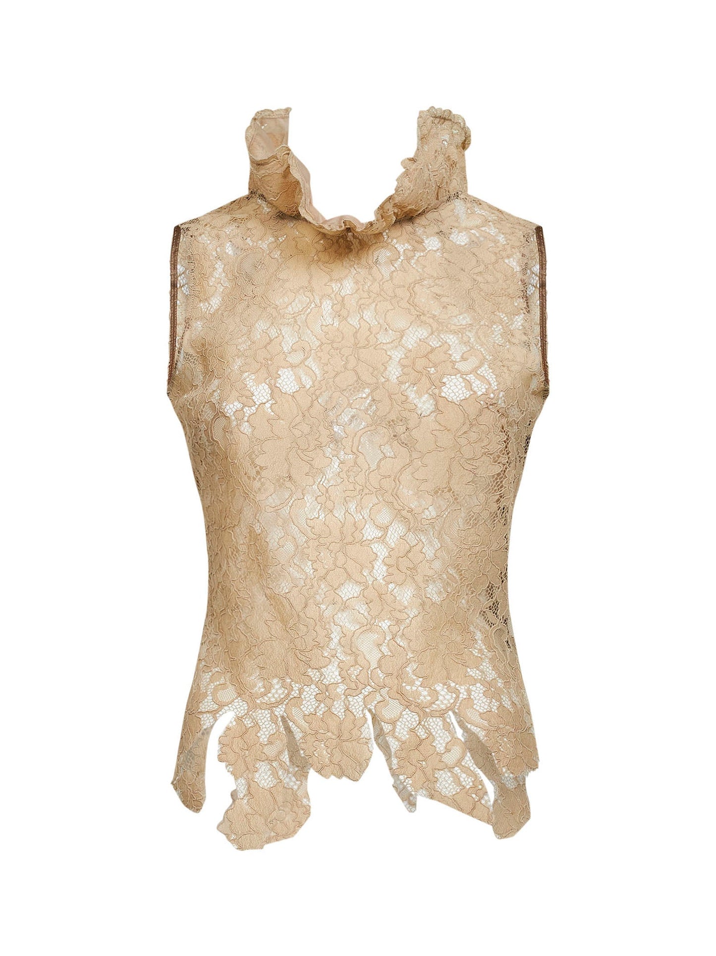 Giuseppe Di Morabito Women Cream Lace Asymmetric Top GIUSEPPE DI MORABITO