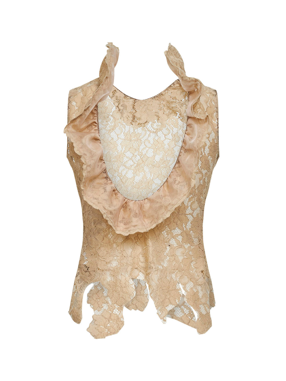 Giuseppe Di Morabito Women Cream Lace Asymmetric Top GIUSEPPE DI MORABITO