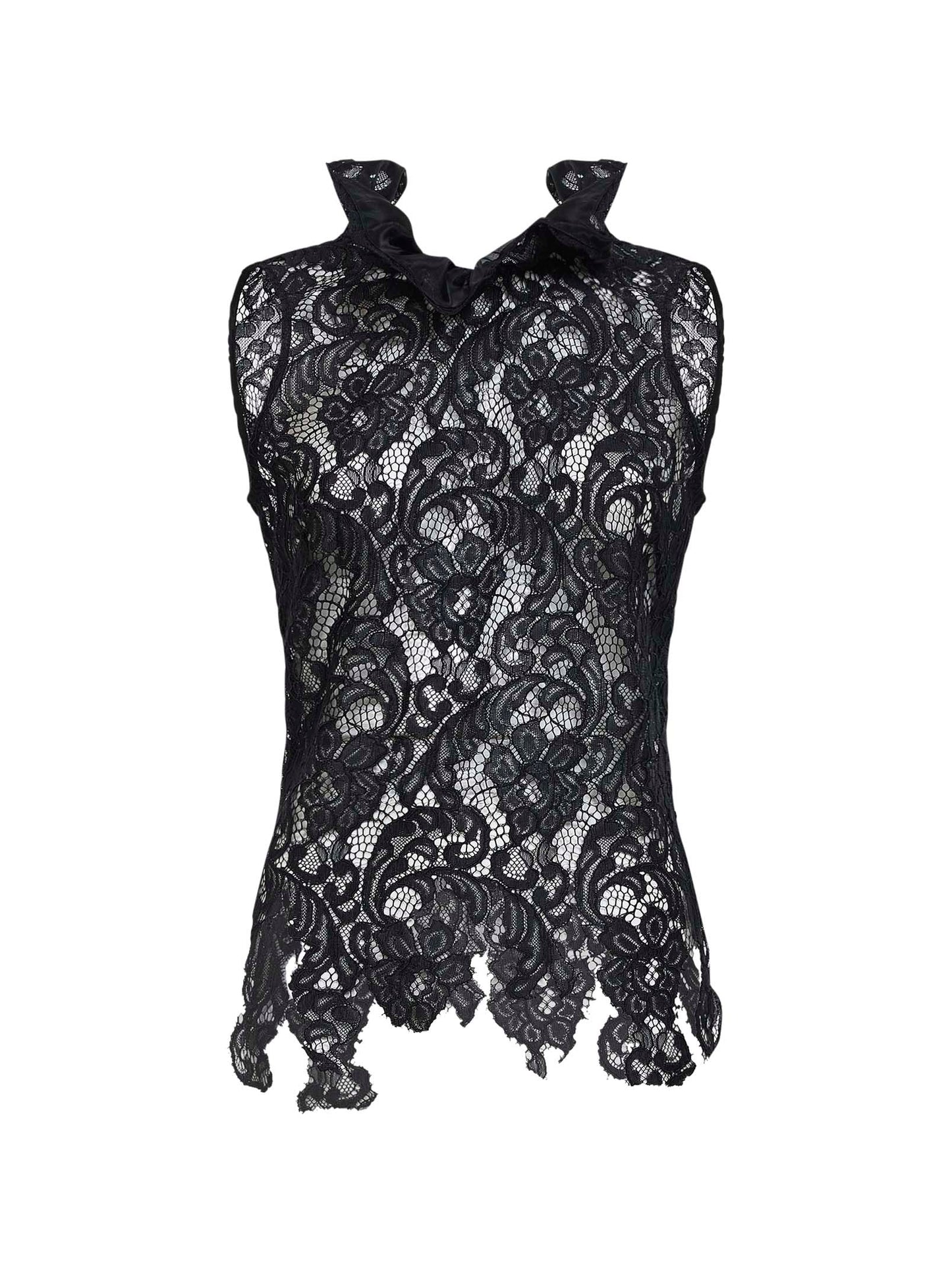 Giuseppe Di Morabito Women Black Lace Asymmetric Top GIUSEPPE DI MORABITO