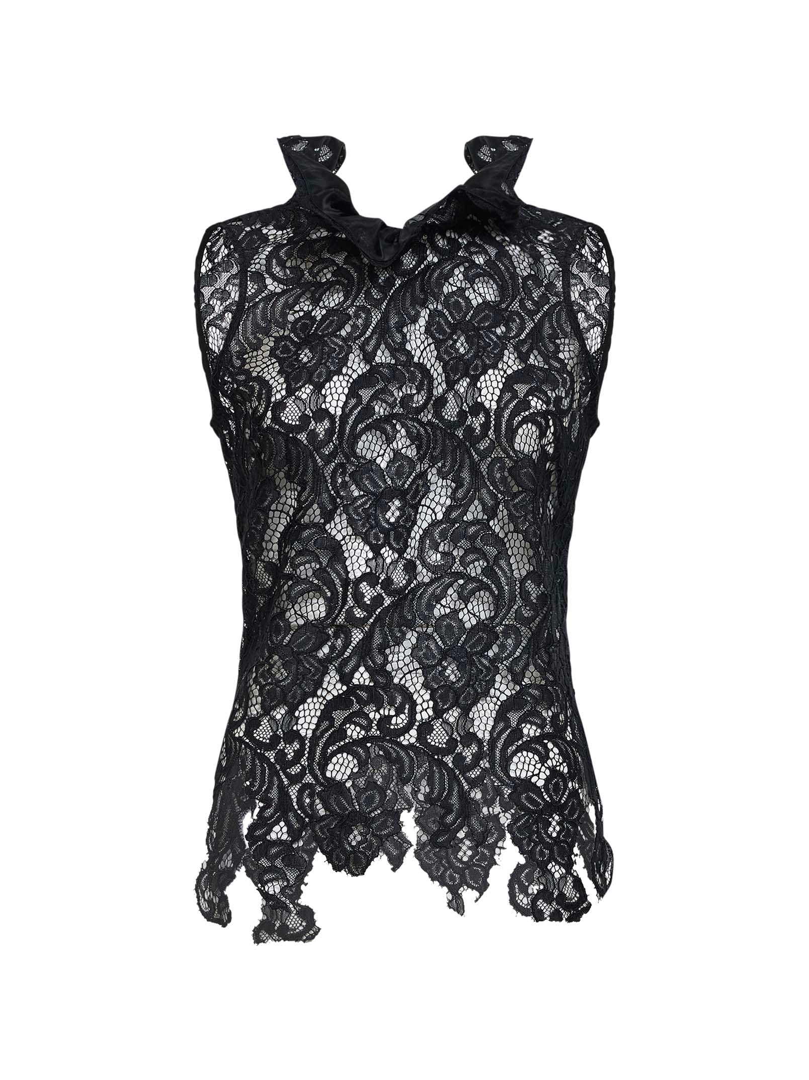Giuseppe Di Morabito Women Black Lace Asymmetric Top GIUSEPPE DI MORABITO