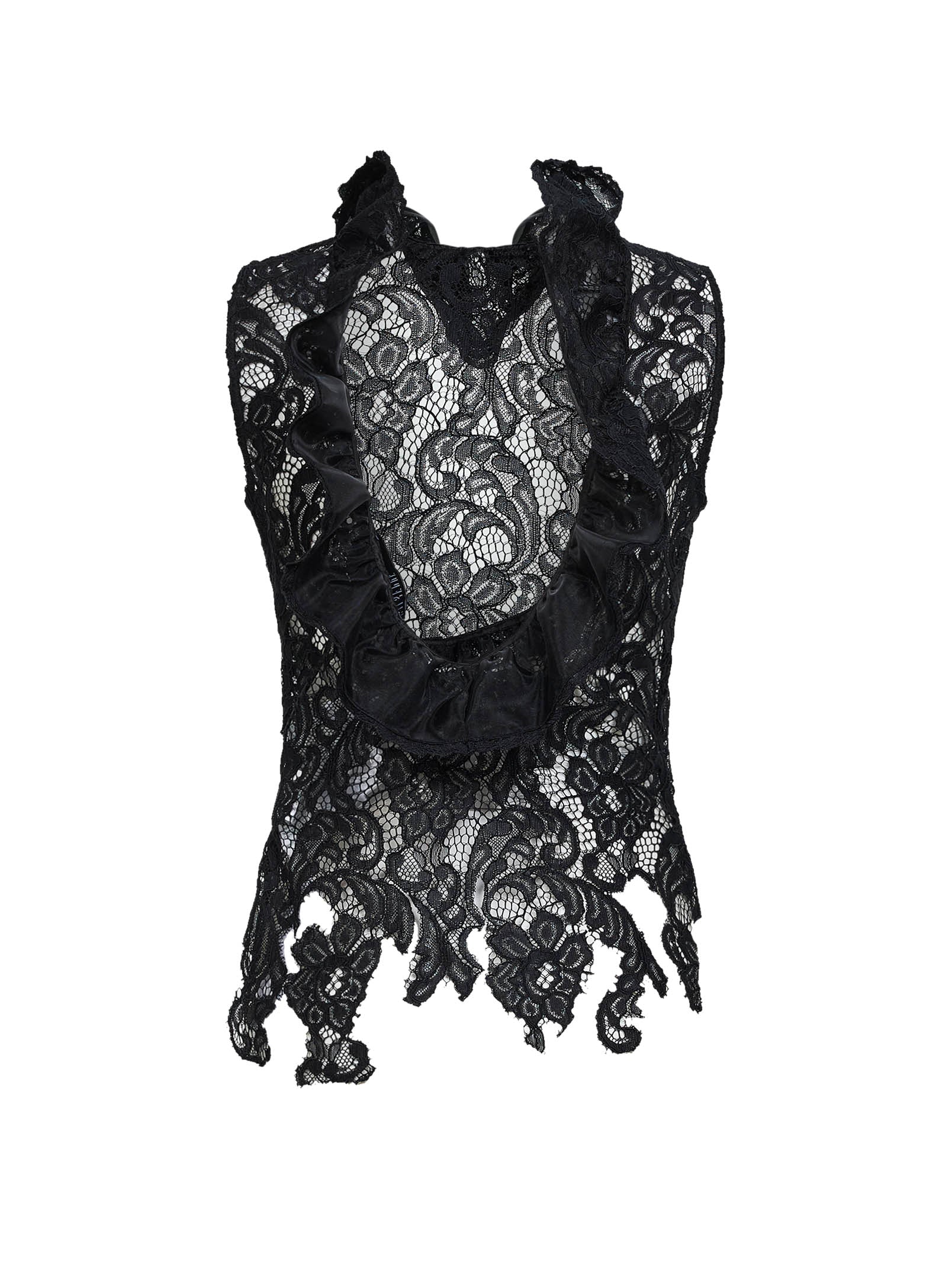 Giuseppe Di Morabito Women Black Lace Asymmetric Top GIUSEPPE DI MORABITO