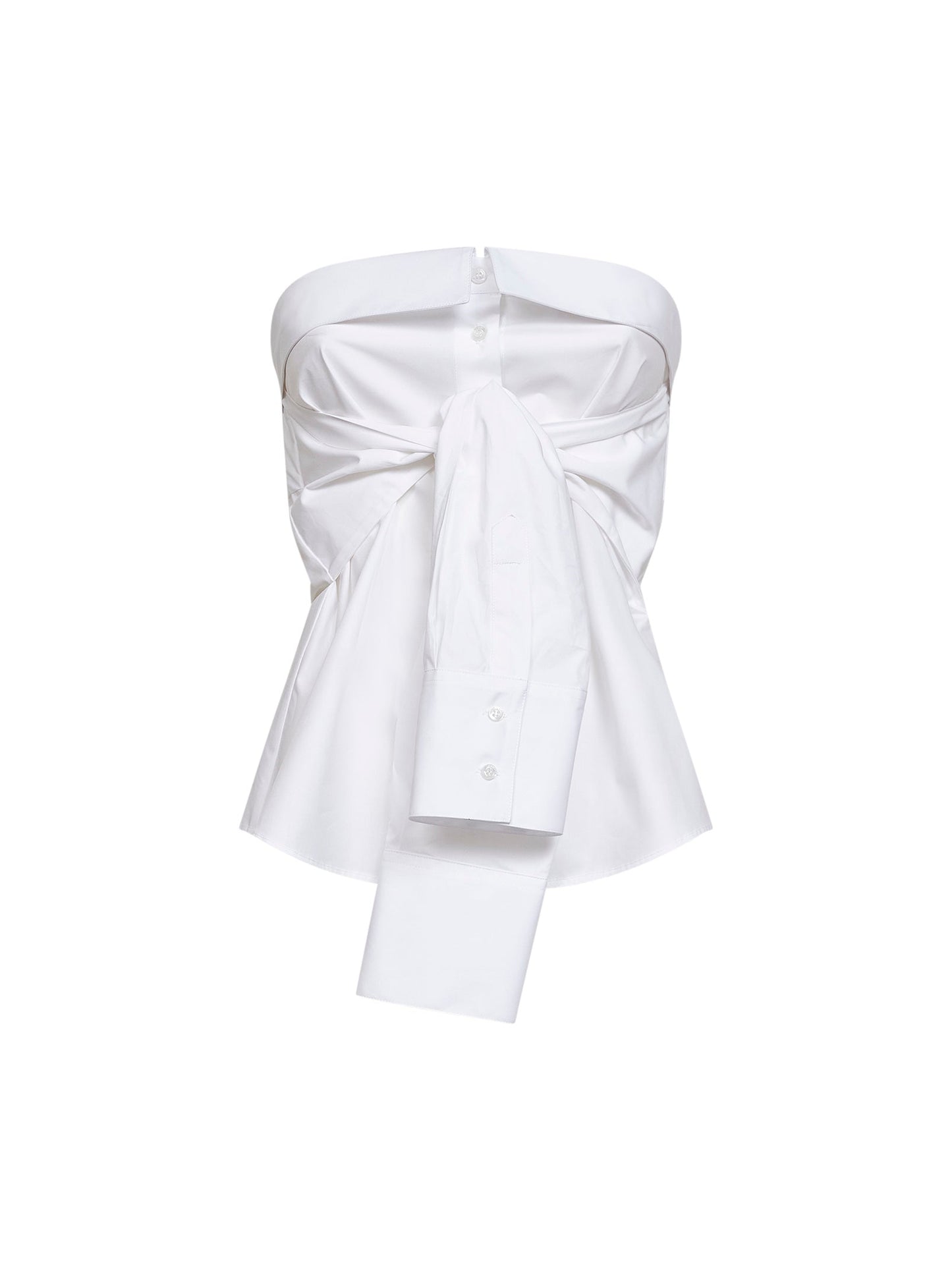 Giuseppe Di Morabito Women White Poplin Bustier Top With Tied Sleeves GIUSEPPE DI MORABITO