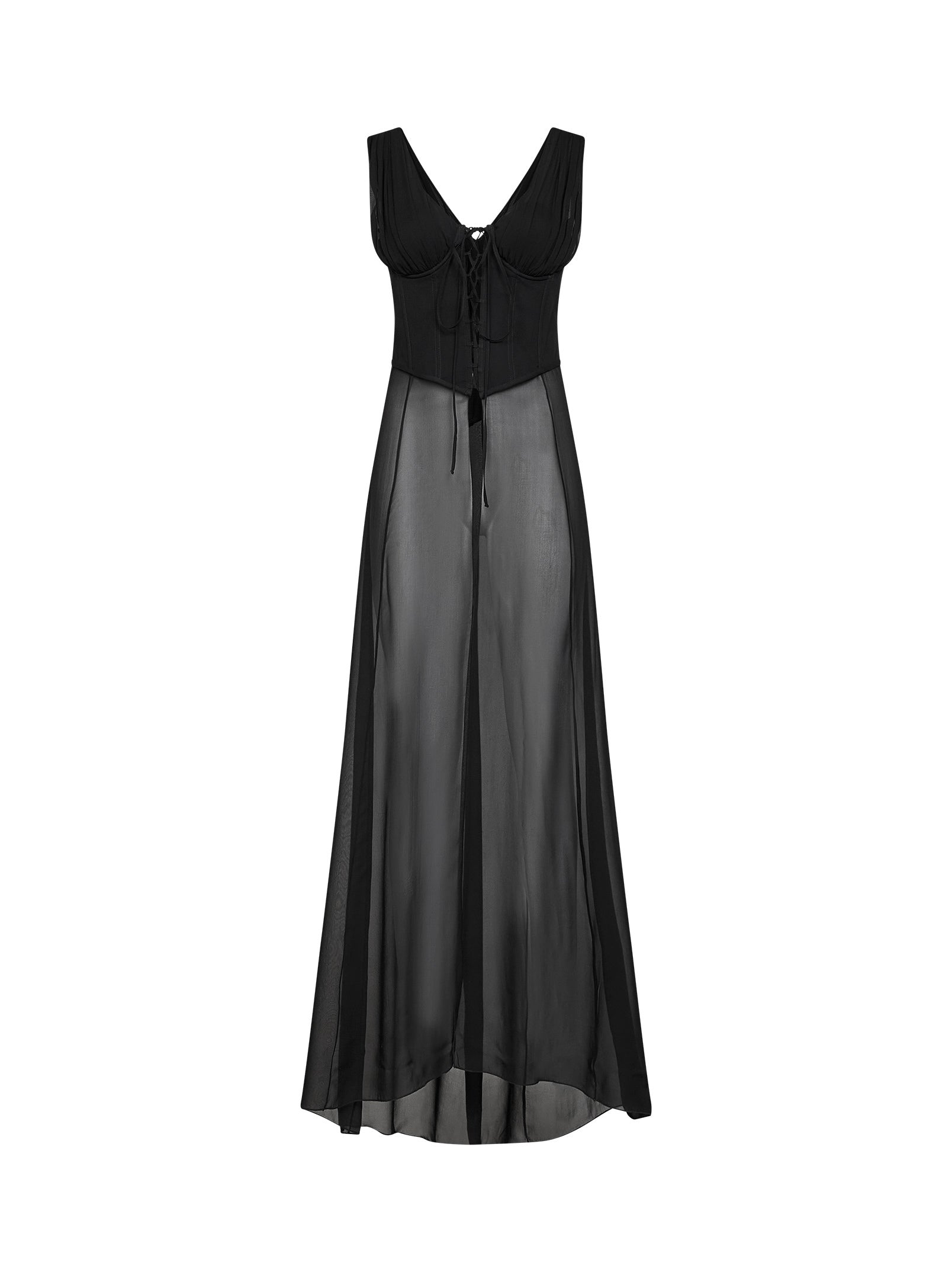 Giuseppe Di Morabito Women Black Silk Bustier Top With Sheer Skirt GIUSEPPE DI MORABITO