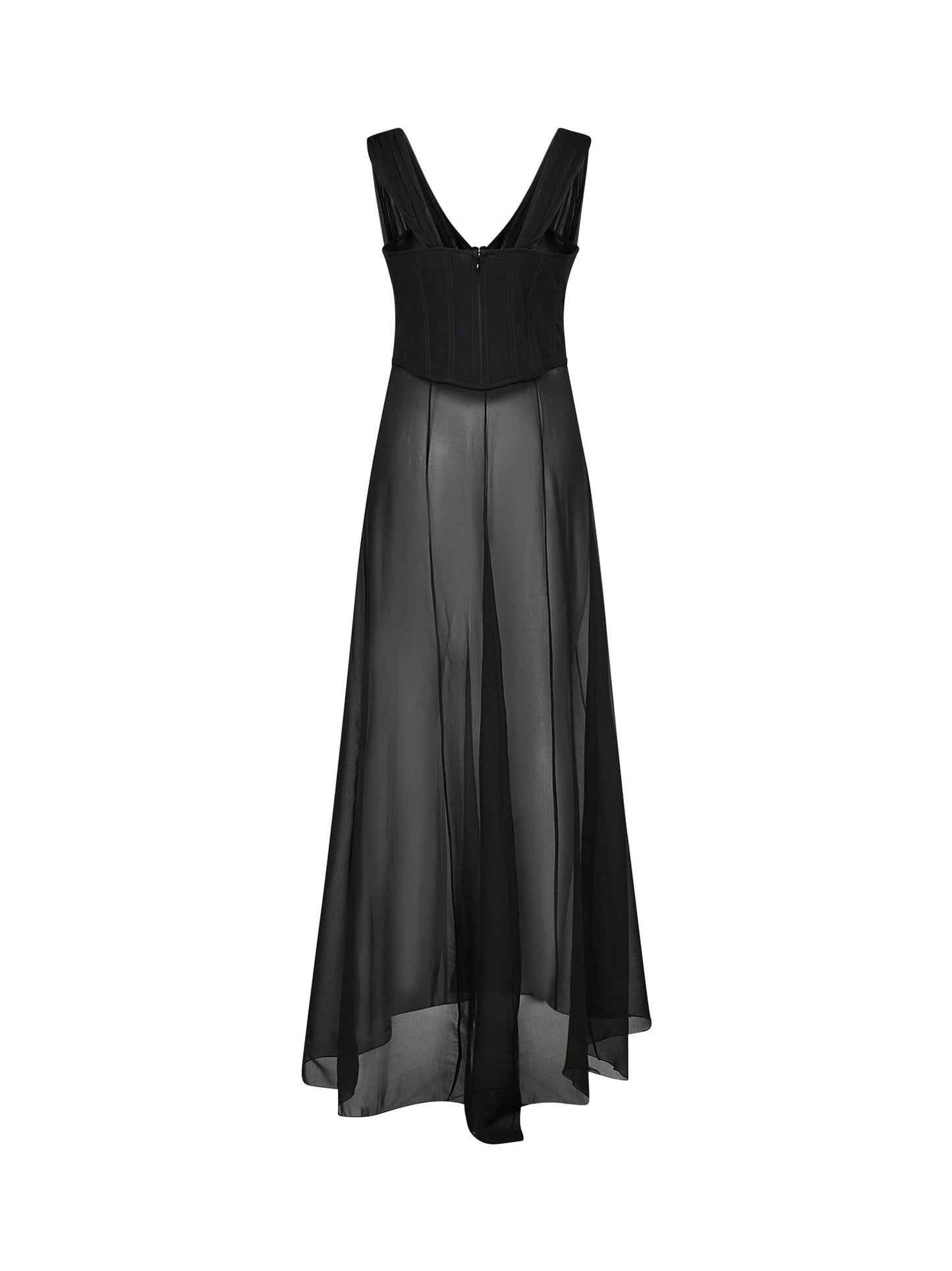 Giuseppe Di Morabito Women Black Silk Bustier Top With Sheer Skirt GIUSEPPE DI MORABITO