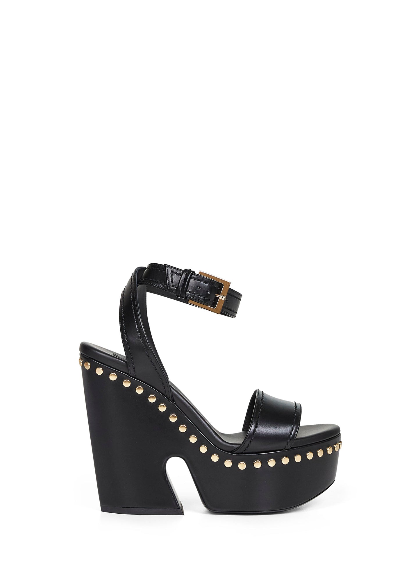 Givenchy Women Black Leather Clog Platform Sandals GIVENCHY