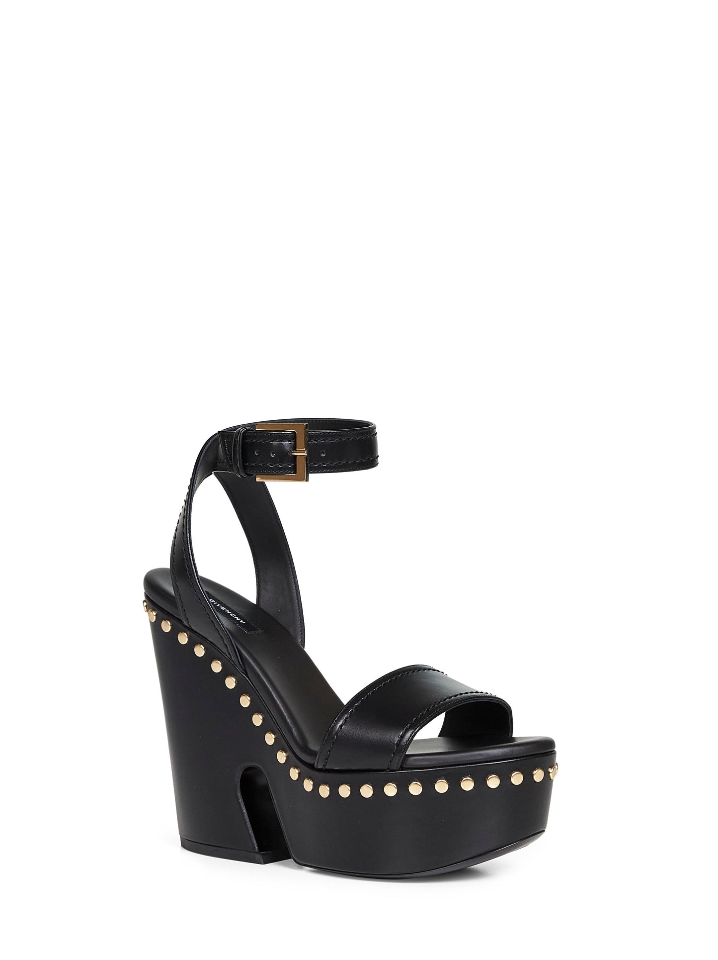 Givenchy Women Black Leather Clog Platform Sandals GIVENCHY