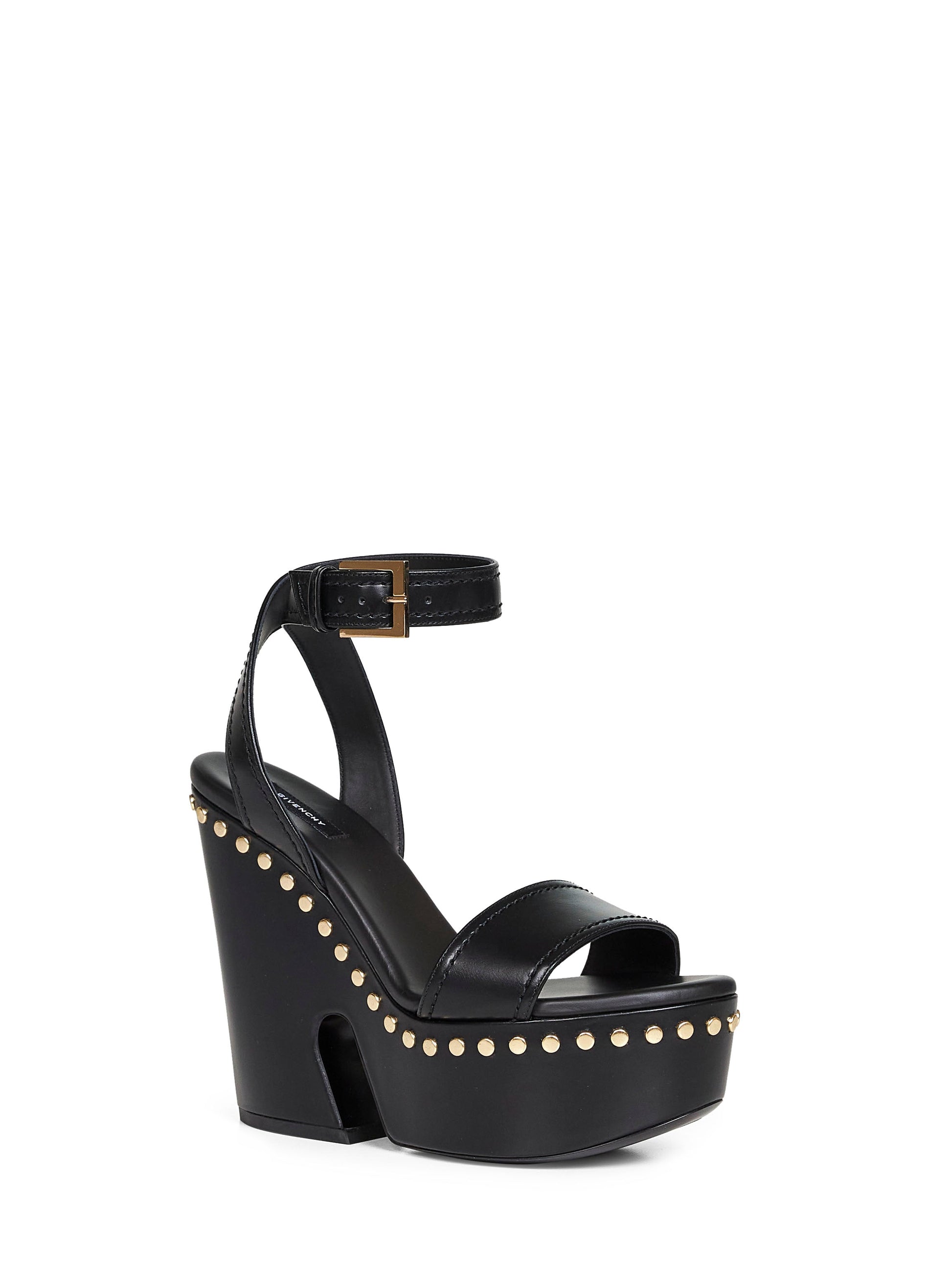 Givenchy Women Black Leather Clog Platform Sandals GIVENCHY