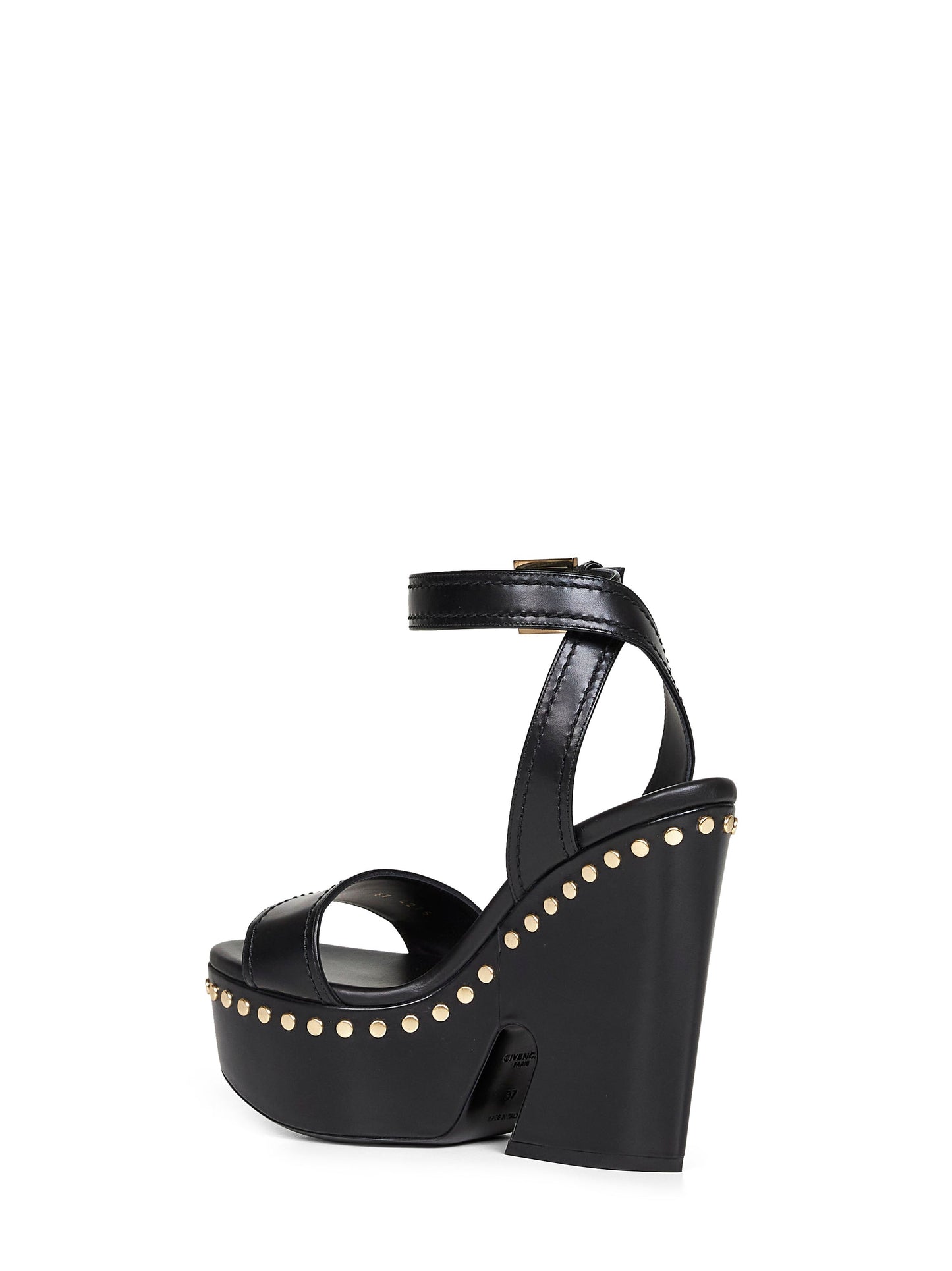 Givenchy Women Black Leather Clog Platform Sandals GIVENCHY