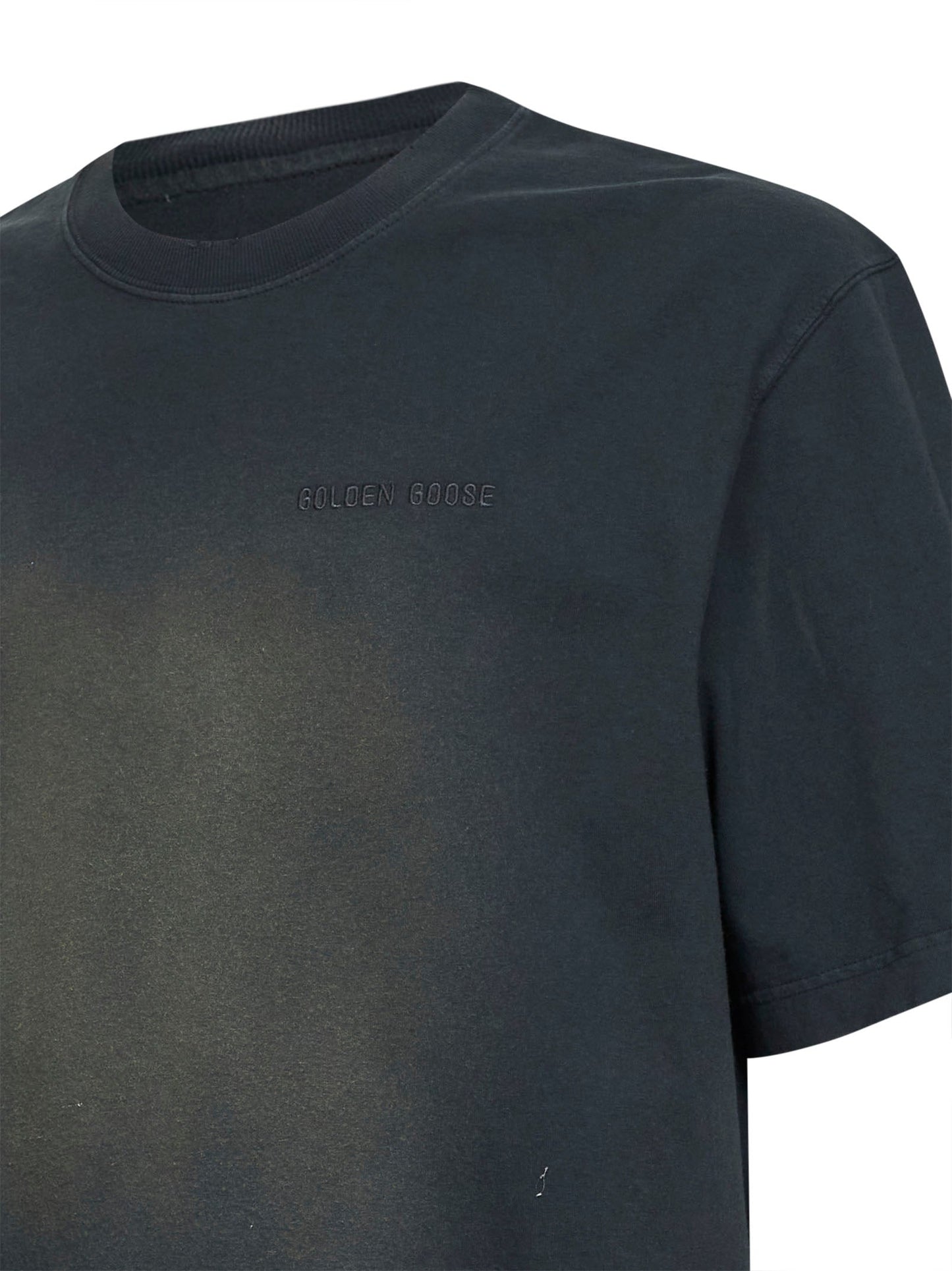 Golden Goose Men Black Bleached Cotton Jersey Journey T-Shirt GOLDEN GOOSE