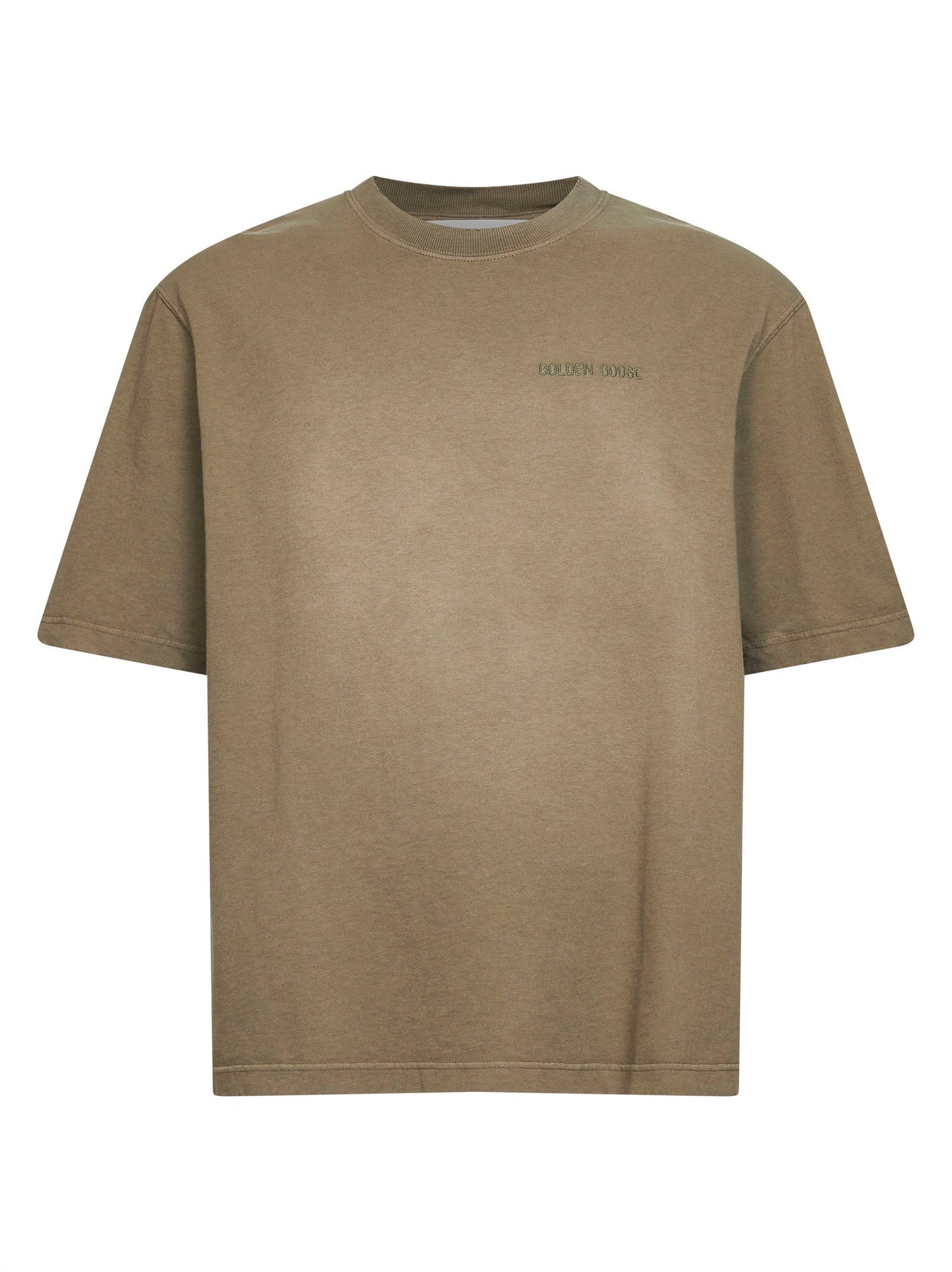 Golden Goose Men Beige Bleached Cotton Jersey Journey T-Shirt GOLDEN GOOSE