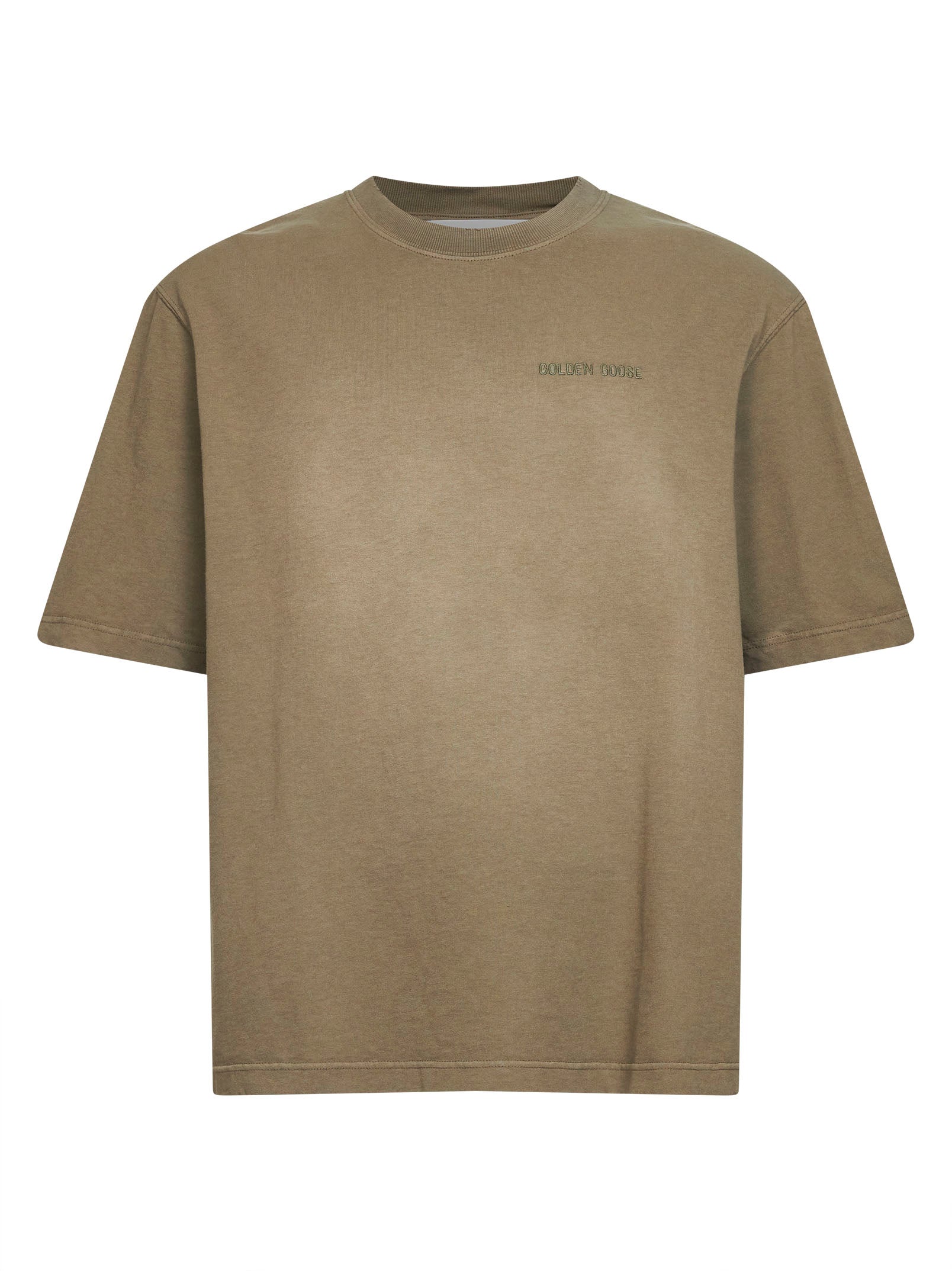 Golden Goose Men Beige Bleached Cotton Jersey Journey T-Shirt GOLDEN GOOSE