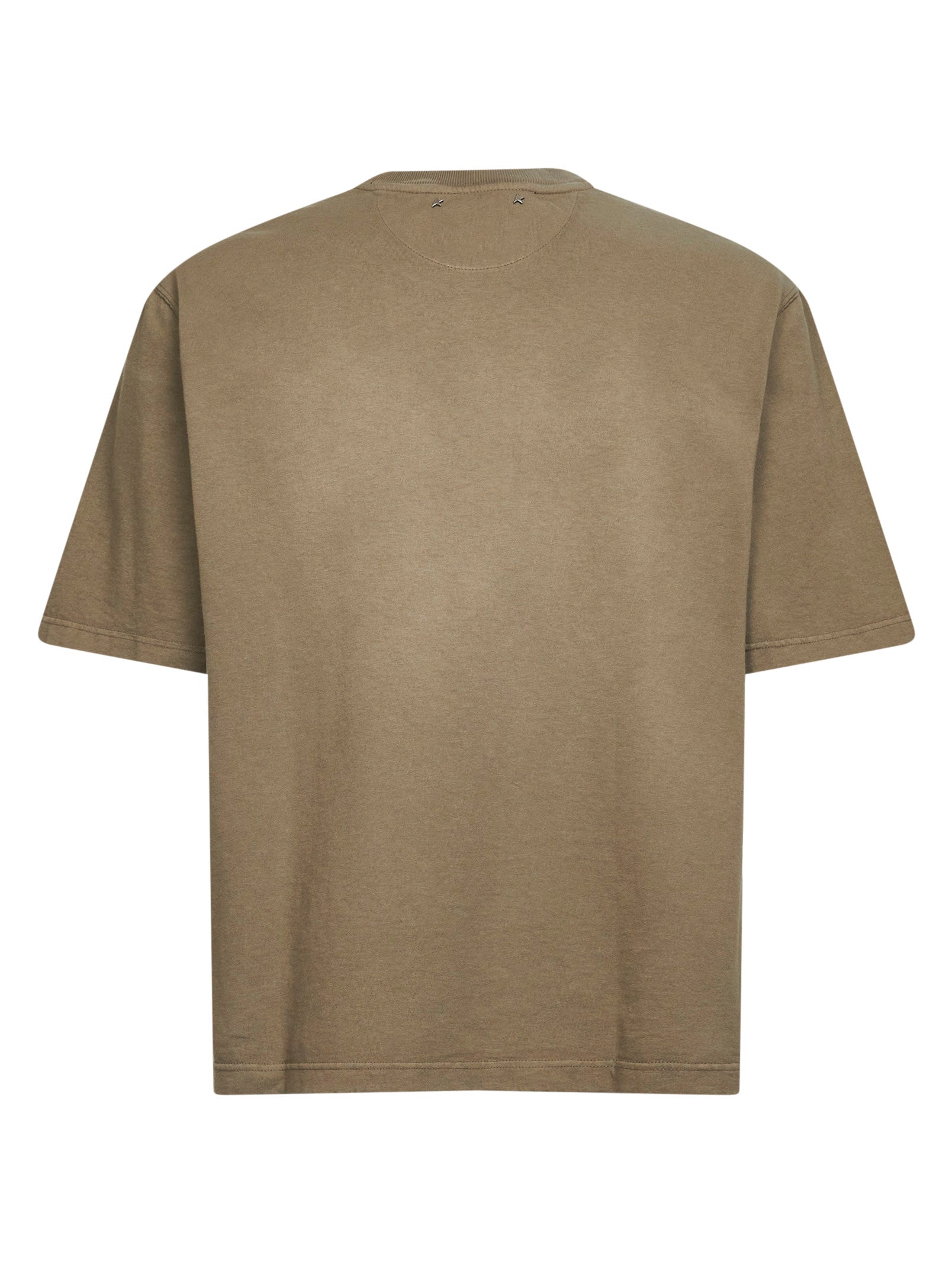 Golden Goose Men Beige Bleached Cotton Jersey Journey T-Shirt GOLDEN GOOSE