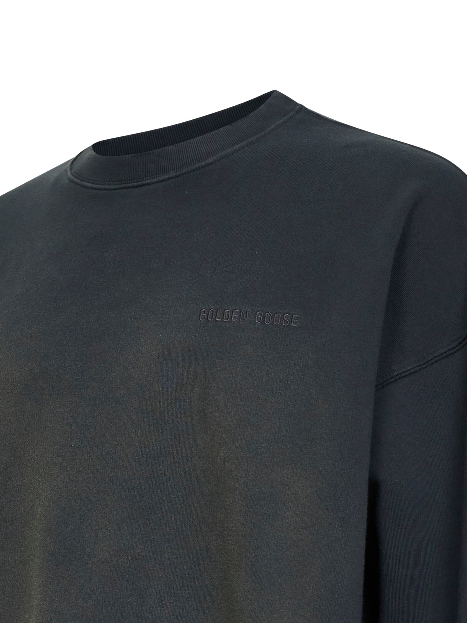 Golden Goose Men Black Bleached Cotton Journey Sweatshirt GOLDEN GOOSE