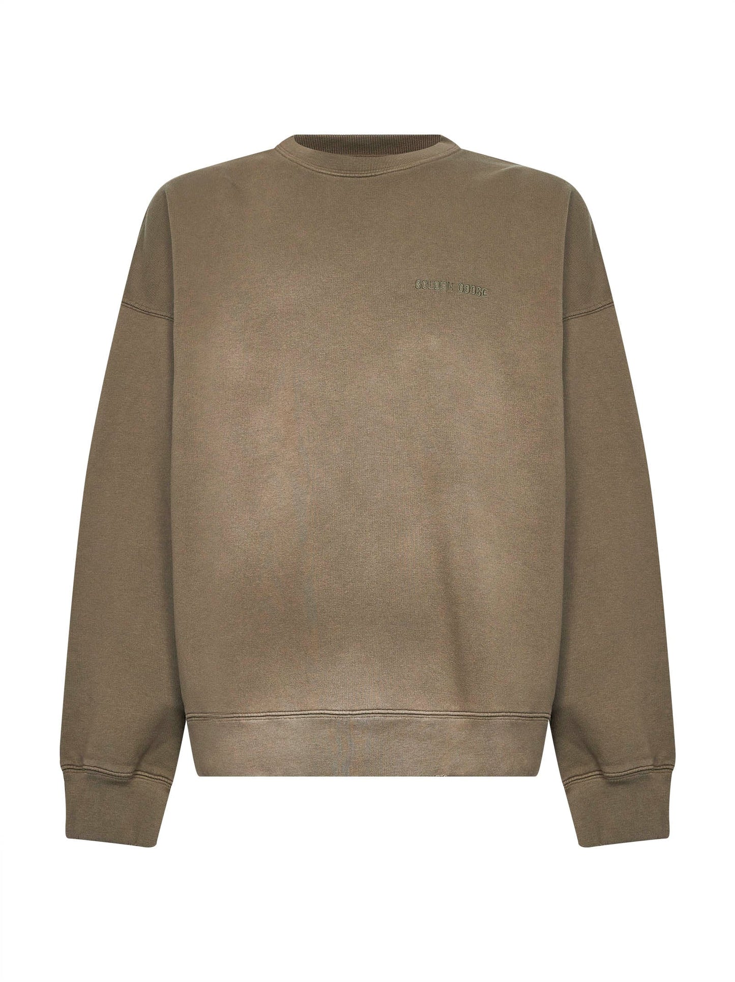 Golden Goose Men Beige Bleached-Effect Cotton Embroidered Sweatshirt GOLDEN GOOSE