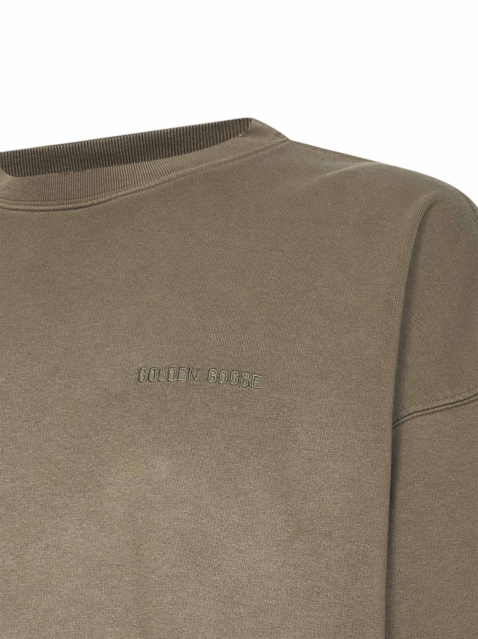Golden Goose Men Beige Bleached-Effect Cotton Embroidered Sweatshirt GOLDEN GOOSE