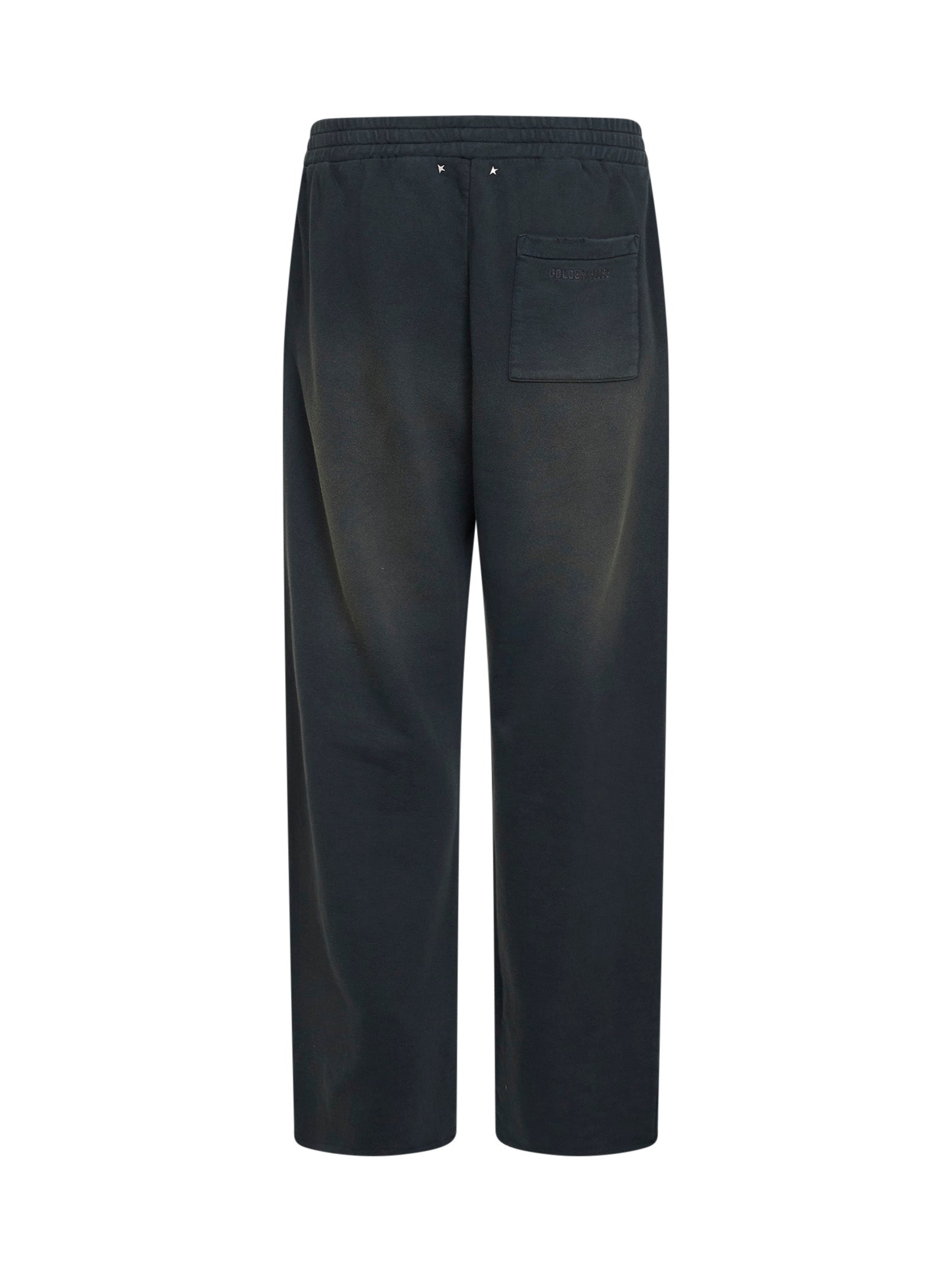 Golden Goose Men Black Bleached Cotton Fleece Journey Jogging Trousers GOLDEN GOOSE