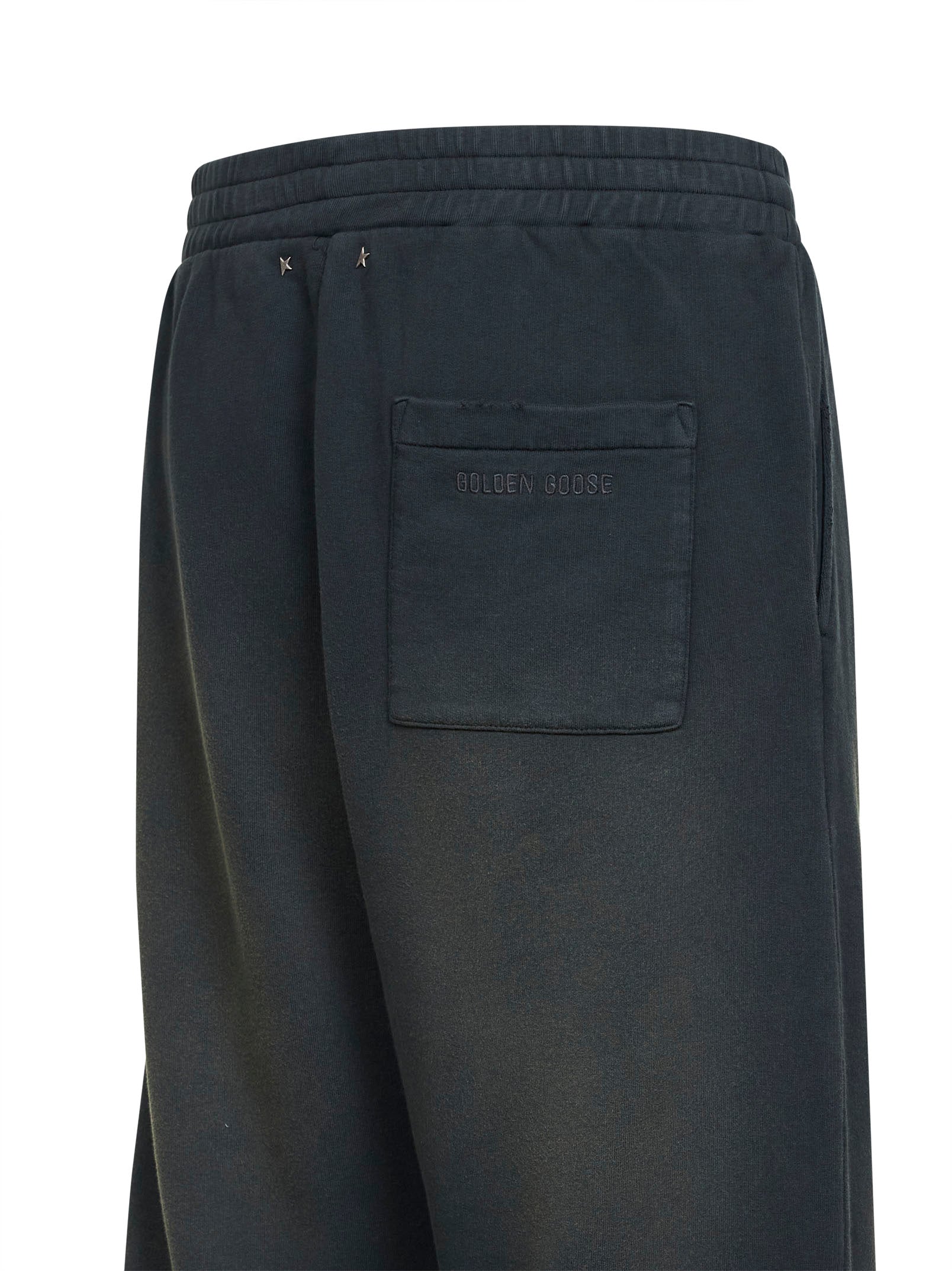 Golden Goose Men Black Bleached Cotton Fleece Journey Jogging Trousers GOLDEN GOOSE