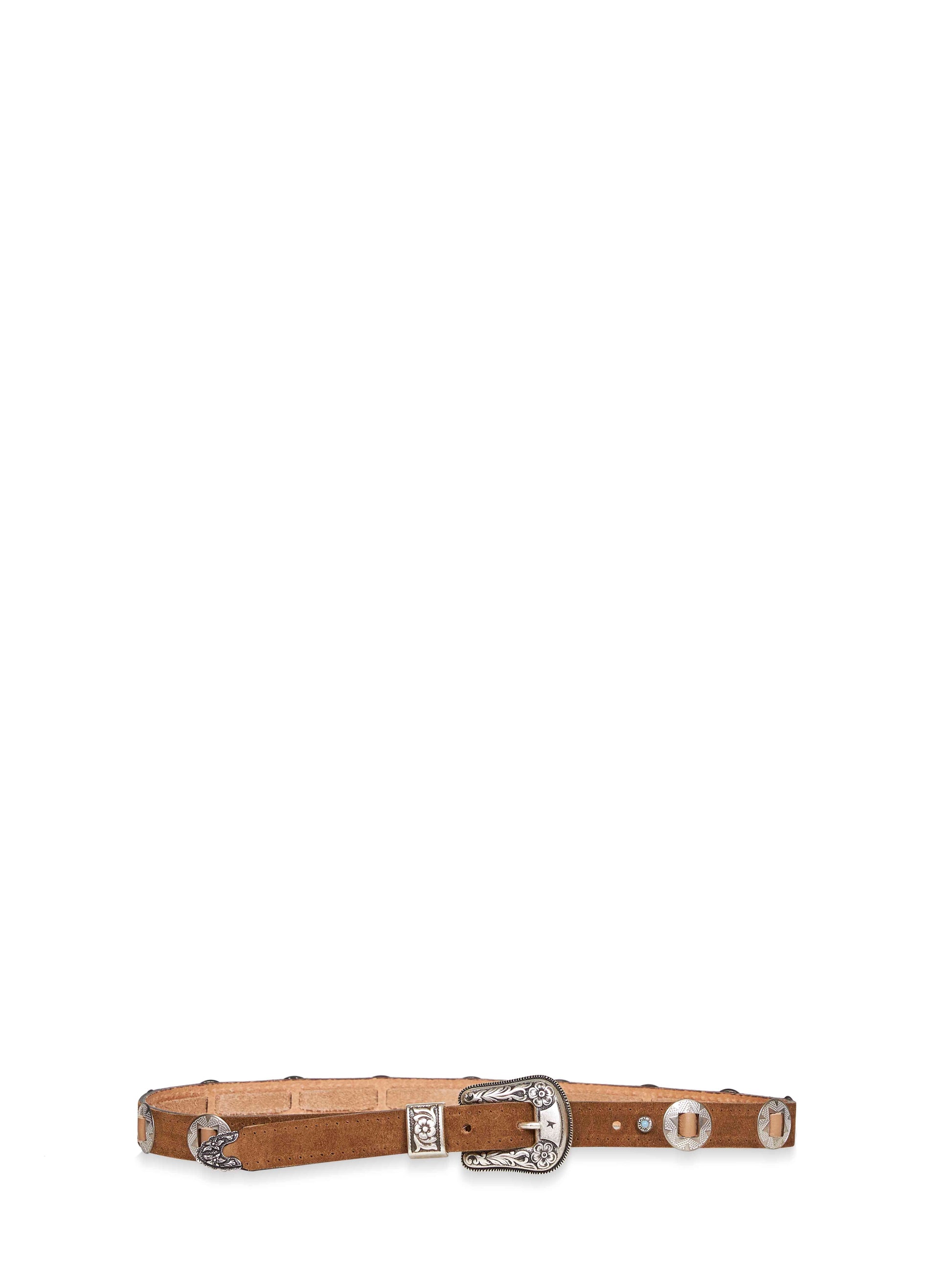 Golden Goose Women Hazelnut Nubuck Lace Thin Belt With Inlays GOLDEN GOOSE