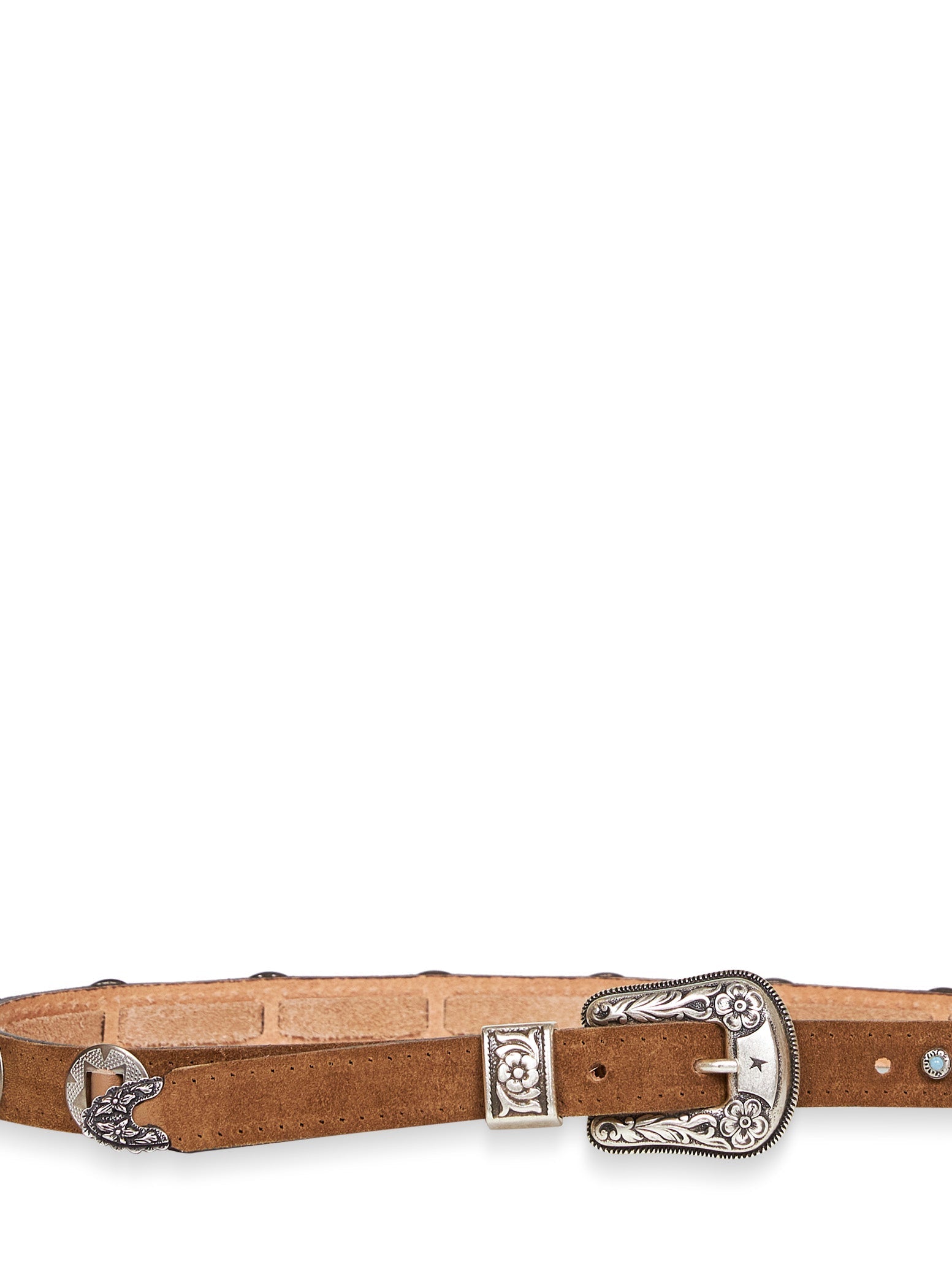 Golden Goose Men Light Brown Nubuck Thin Lace Belt With Inlays GOLDEN GOOSE