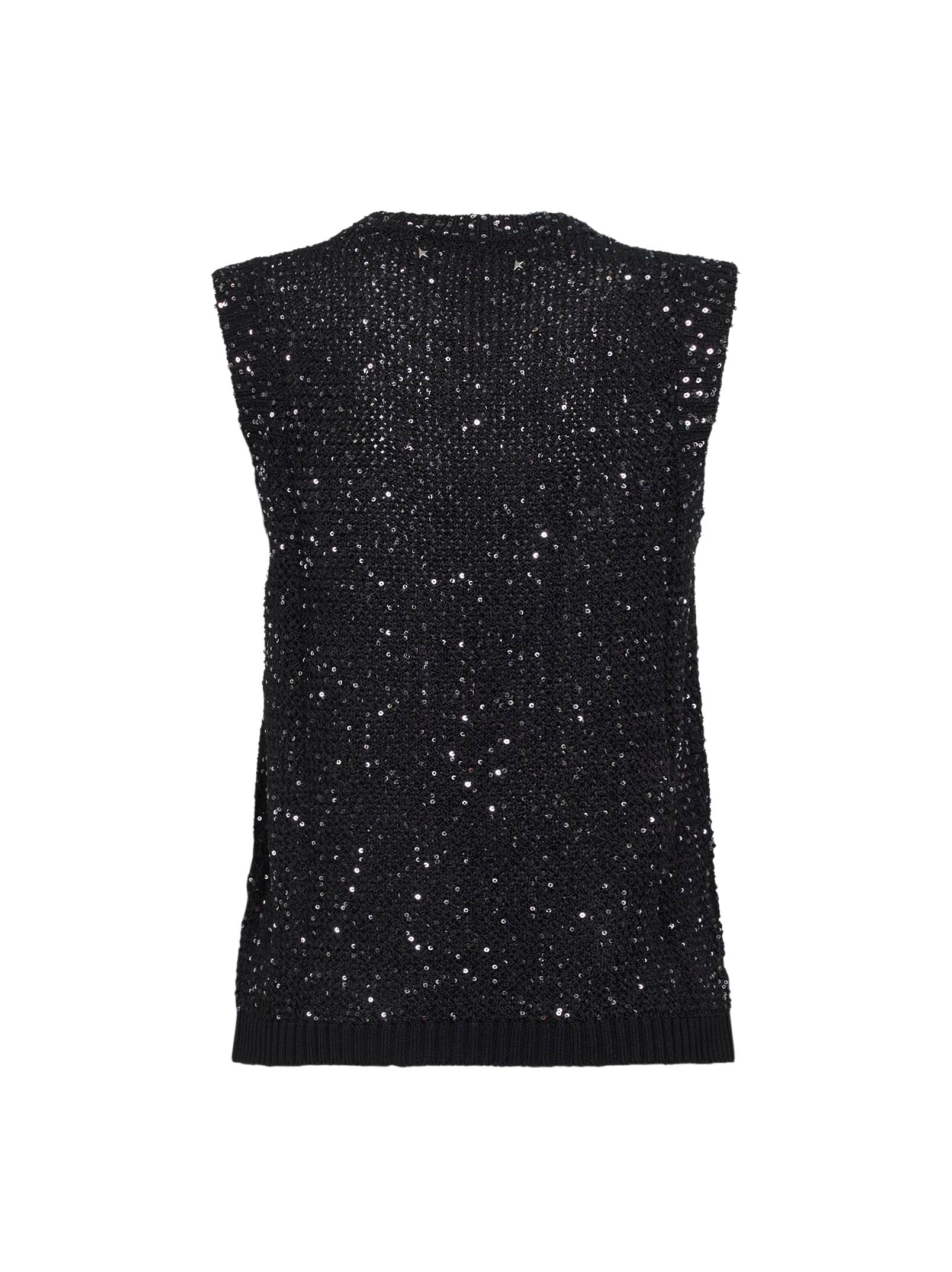 Golden Goose Women Black Sequin Mesh Journey Top GOLDEN GOOSE