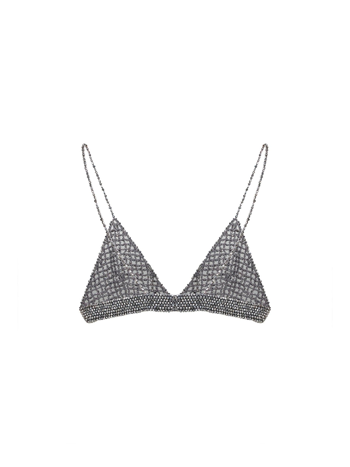 Golden Goose Women Silver Crystal-Embellished Crochet Journey Top GOLDEN GOOSE