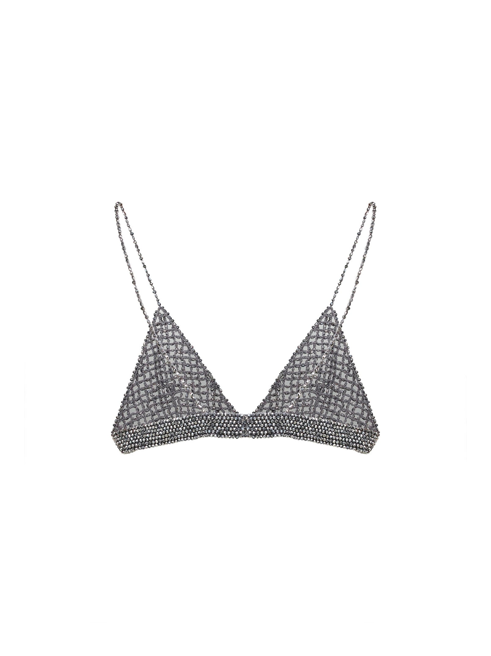 Golden Goose Women Silver Crystal-Embellished Crochet Journey Top GOLDEN GOOSE