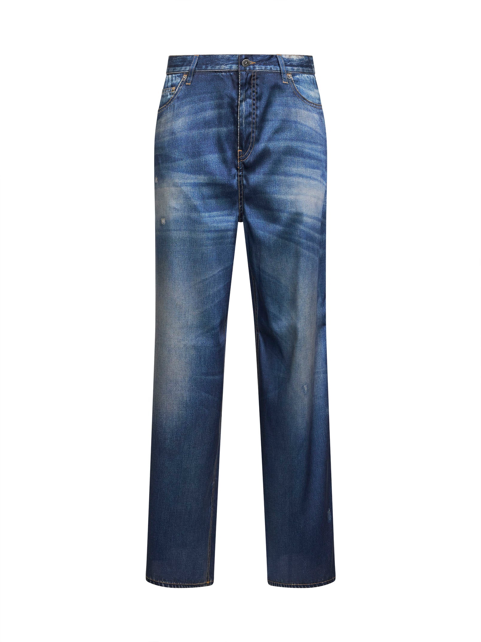 Golden Goose Women Blue Denim Print Golden Boyfriend Trousers GOLDEN GOOSE