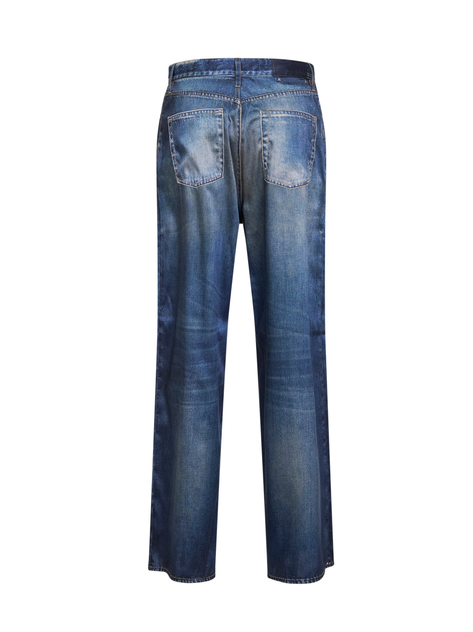 Golden Goose Women Blue Denim Print Golden Boyfriend Trousers GOLDEN GOOSE