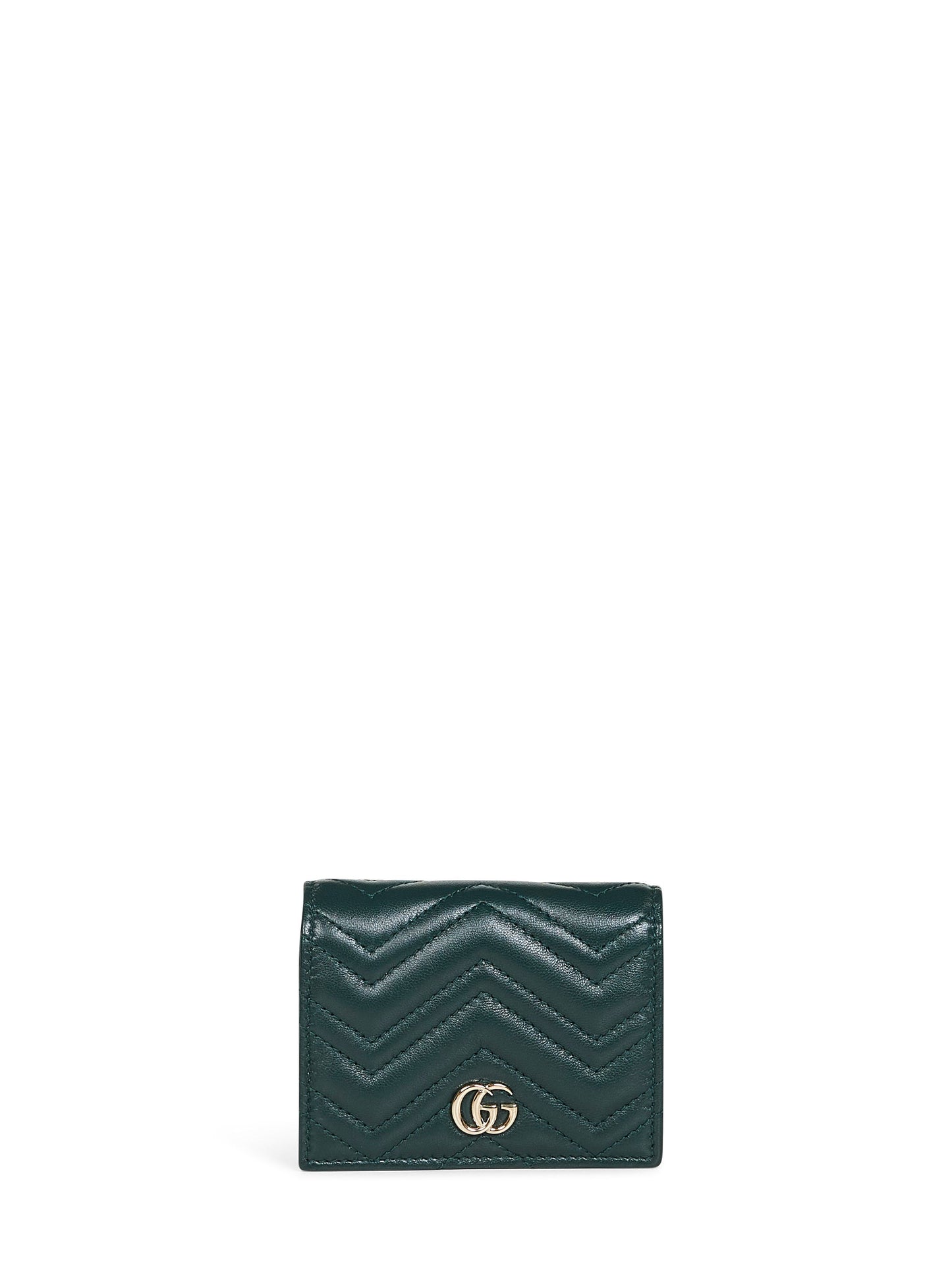 Gucci Women Green Gg Marmont Card Case Wallet
